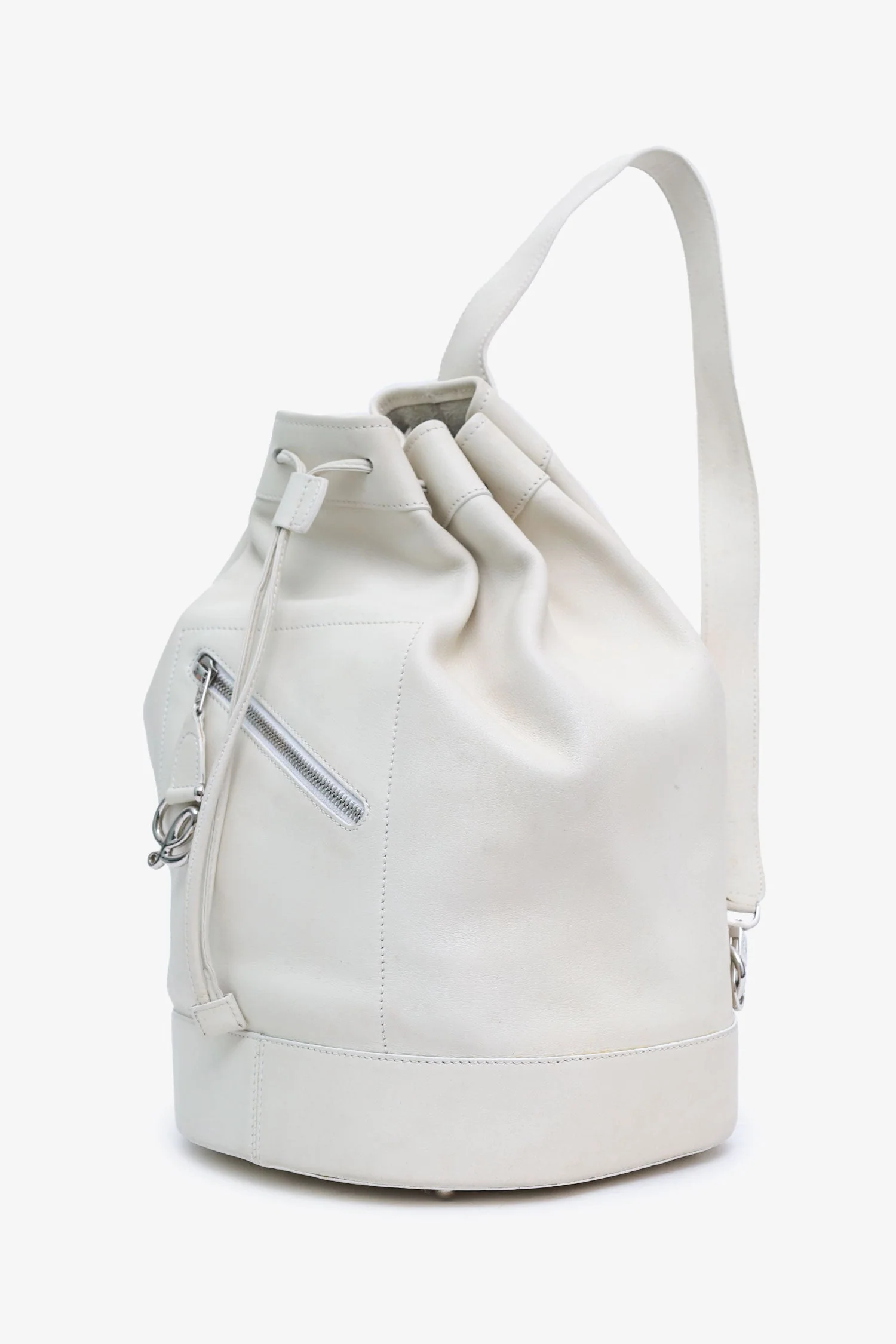Loewe White Leather 'Anton' Backpack With Pouch - Image 5