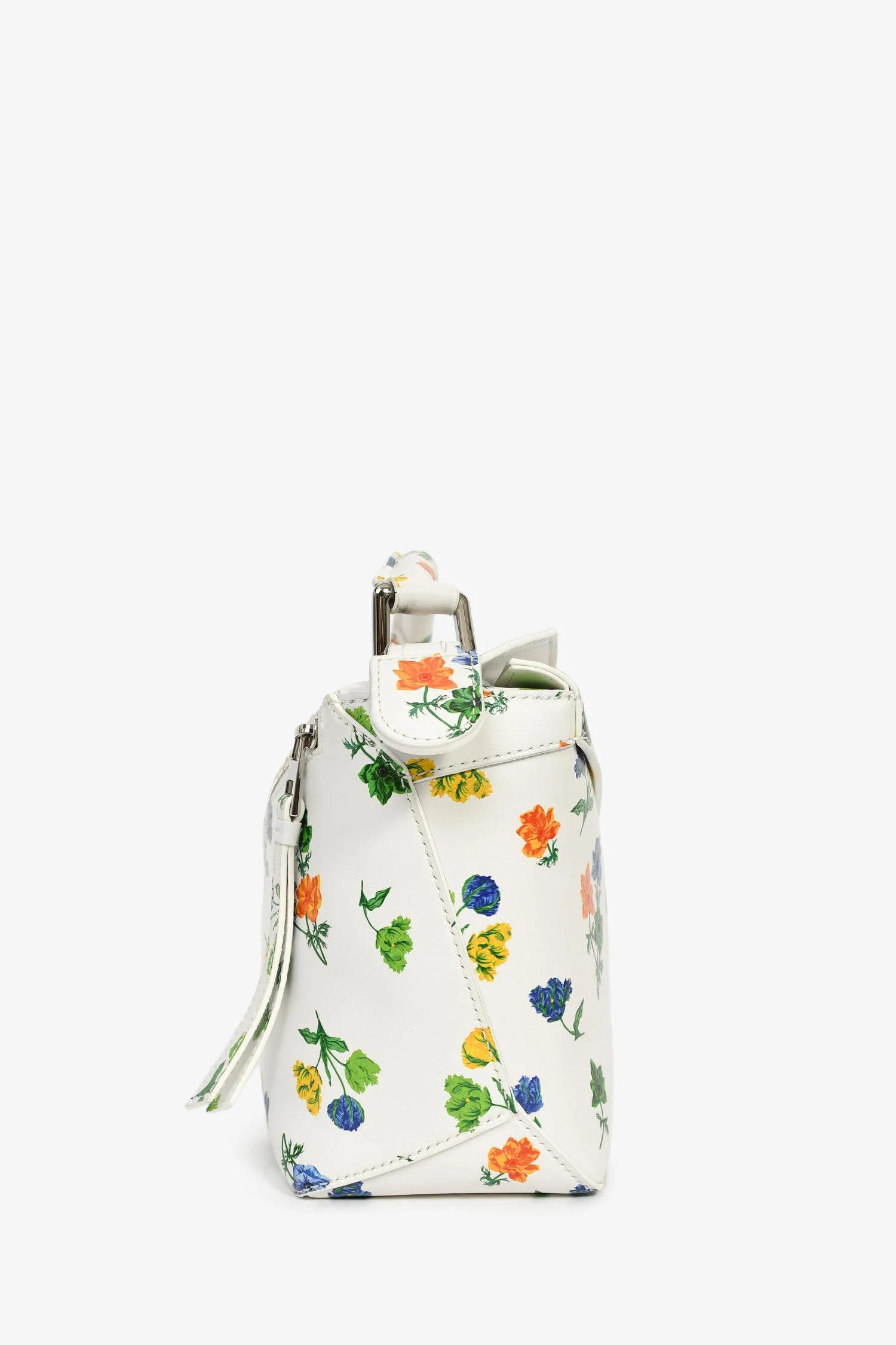 Loewe White/Multicolour Leather Small 'Flower Bianco' Puzzle Bag - Image 3