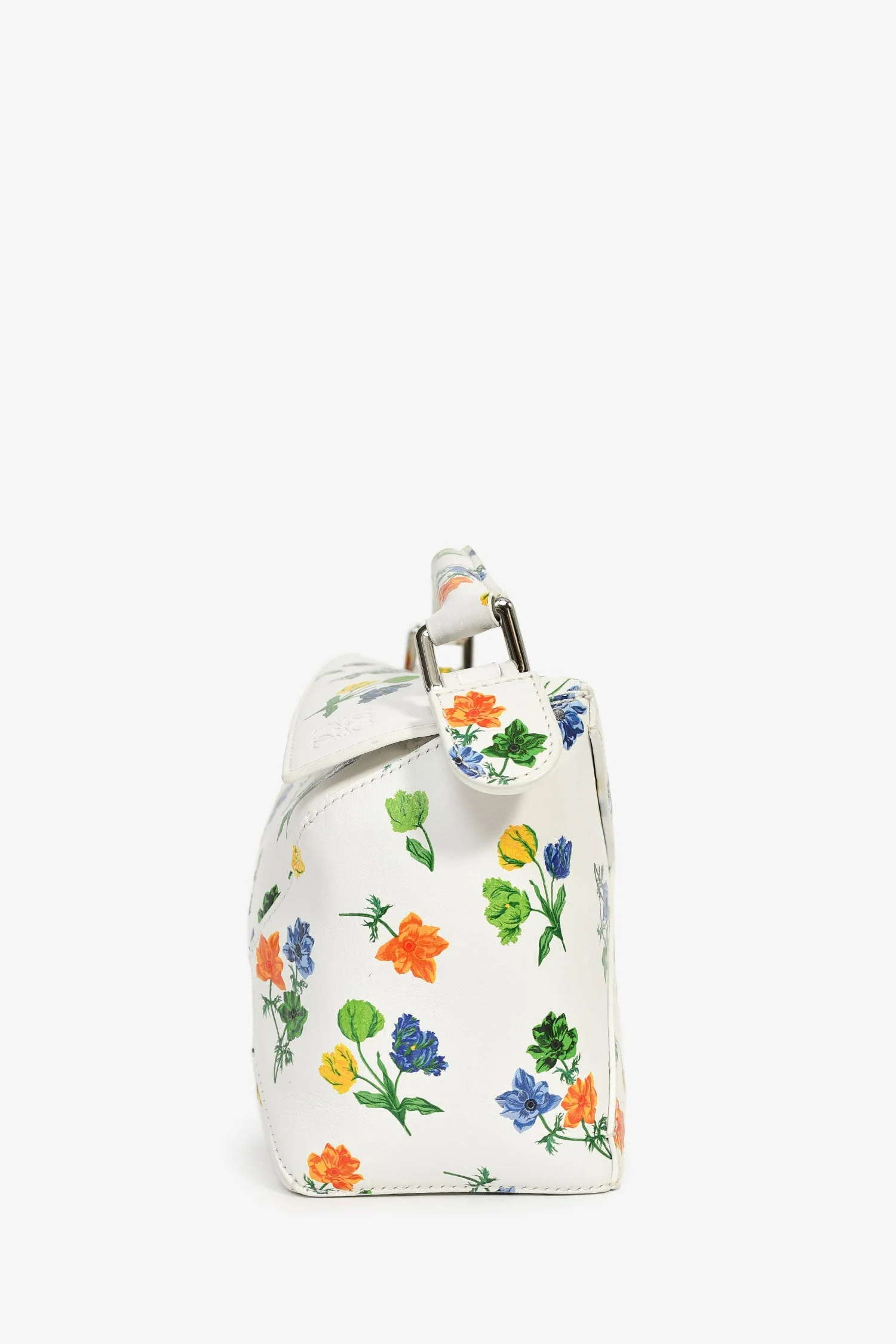 Loewe White/Multicolour Leather Small 'Flower Bianco' Puzzle Bag - Image 4
