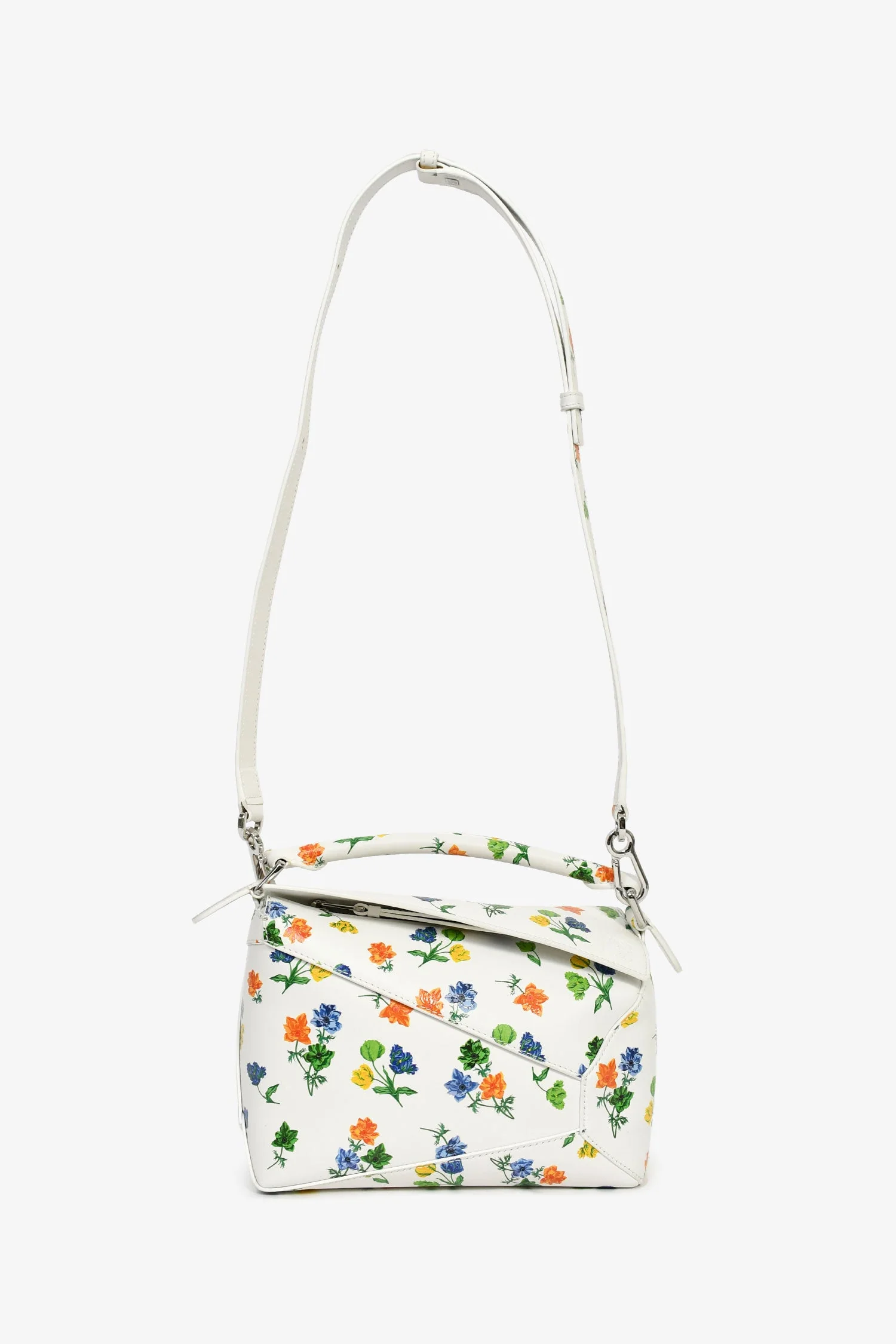 Loewe White/Multicolour Leather Small 'Flower Bianco' Puzzle Bag - Image 7