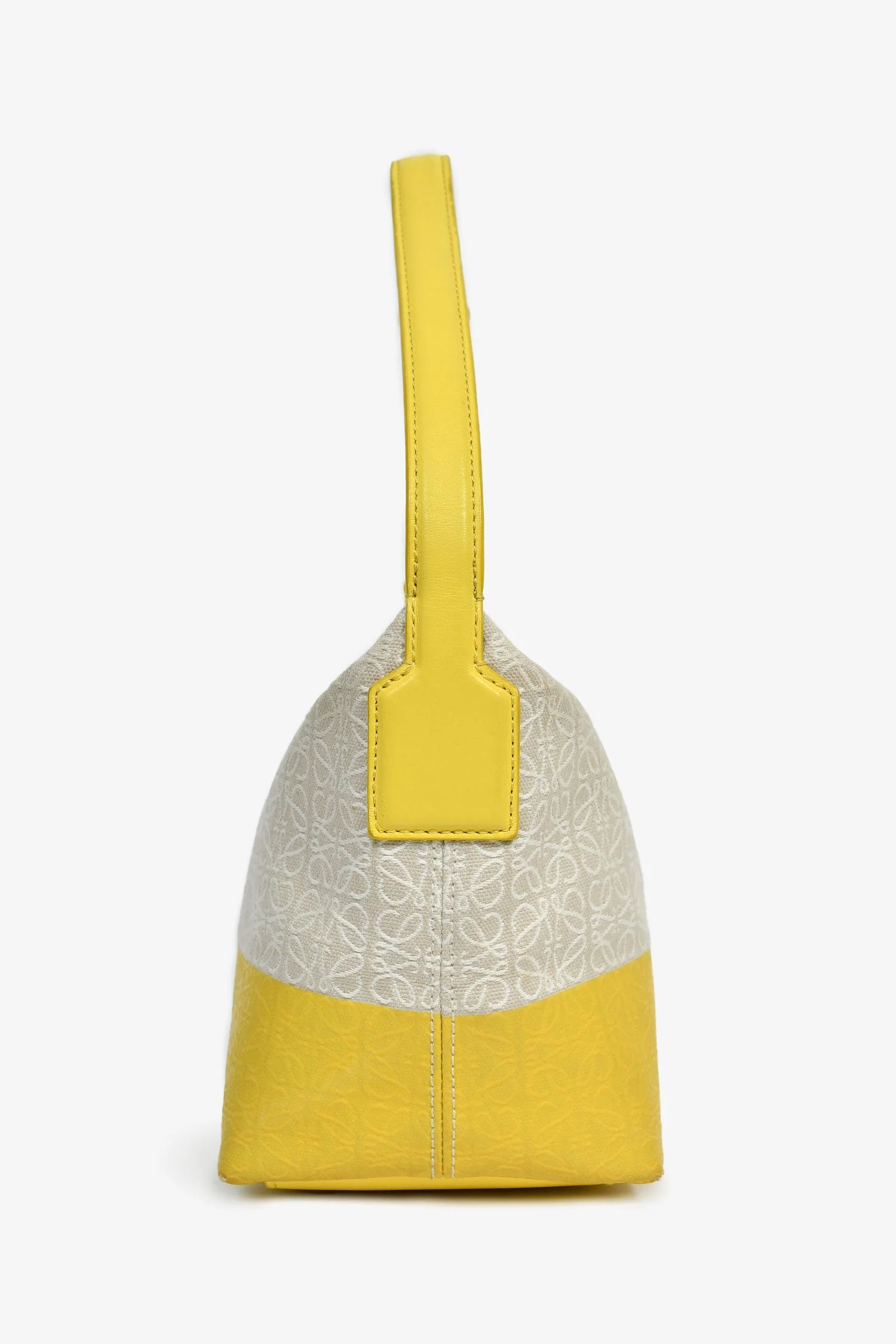 Loewe Yellow Leather Canvas 'Cubi' Shoulder Bag - Image 3