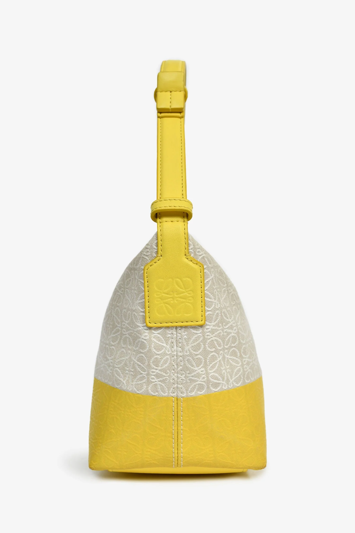 Loewe Yellow Leather Canvas 'Cubi' Shoulder Bag - Image 4