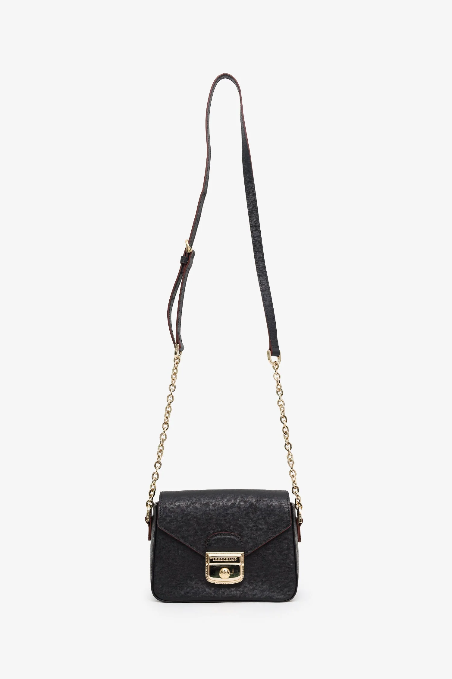 Longchamp Black Saffiano Leather Le Pliage Heritage Crossbody Bag - Image 6