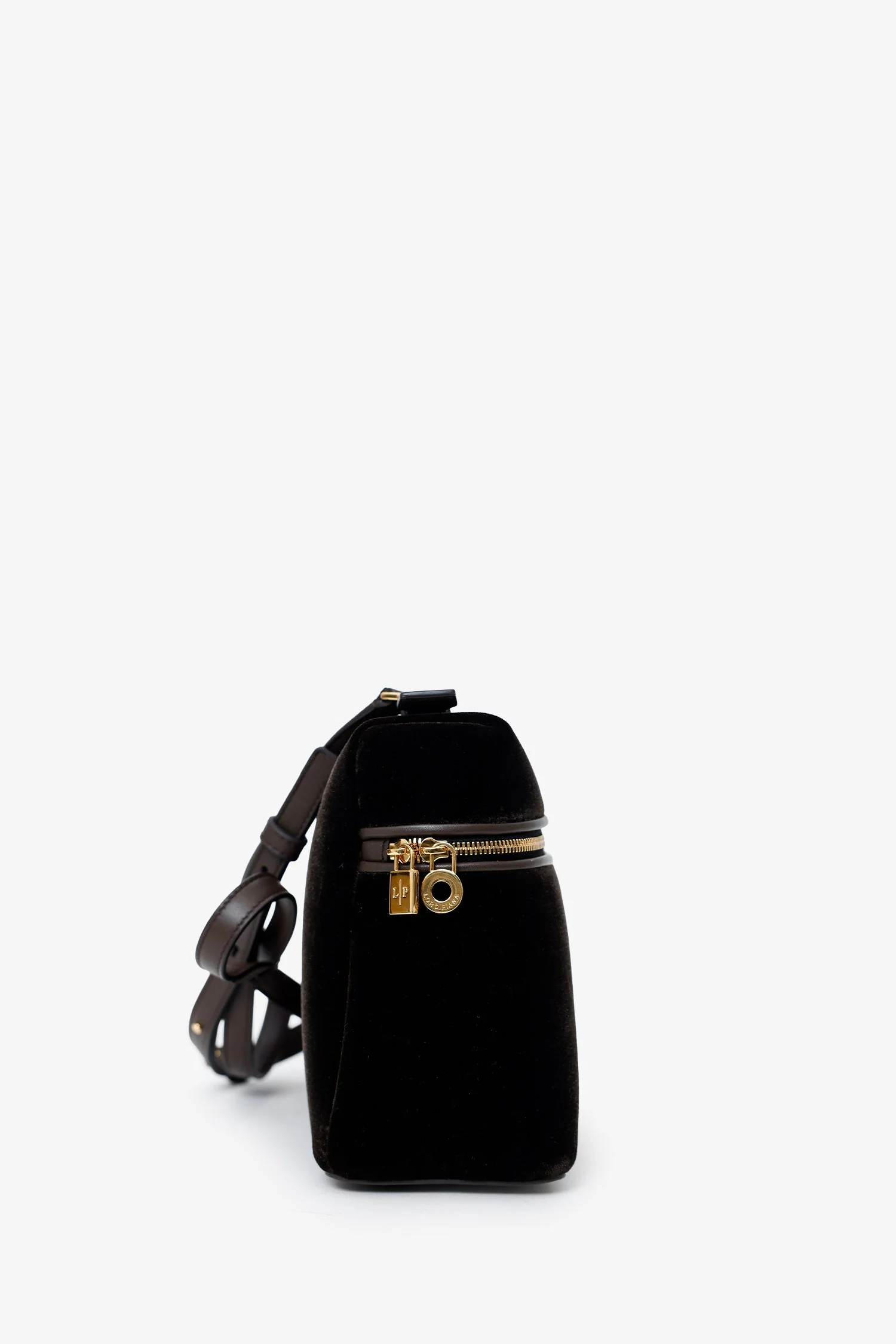 Loro Piana Black Velour/Leather L27 Crossbody With Strap - Image 2