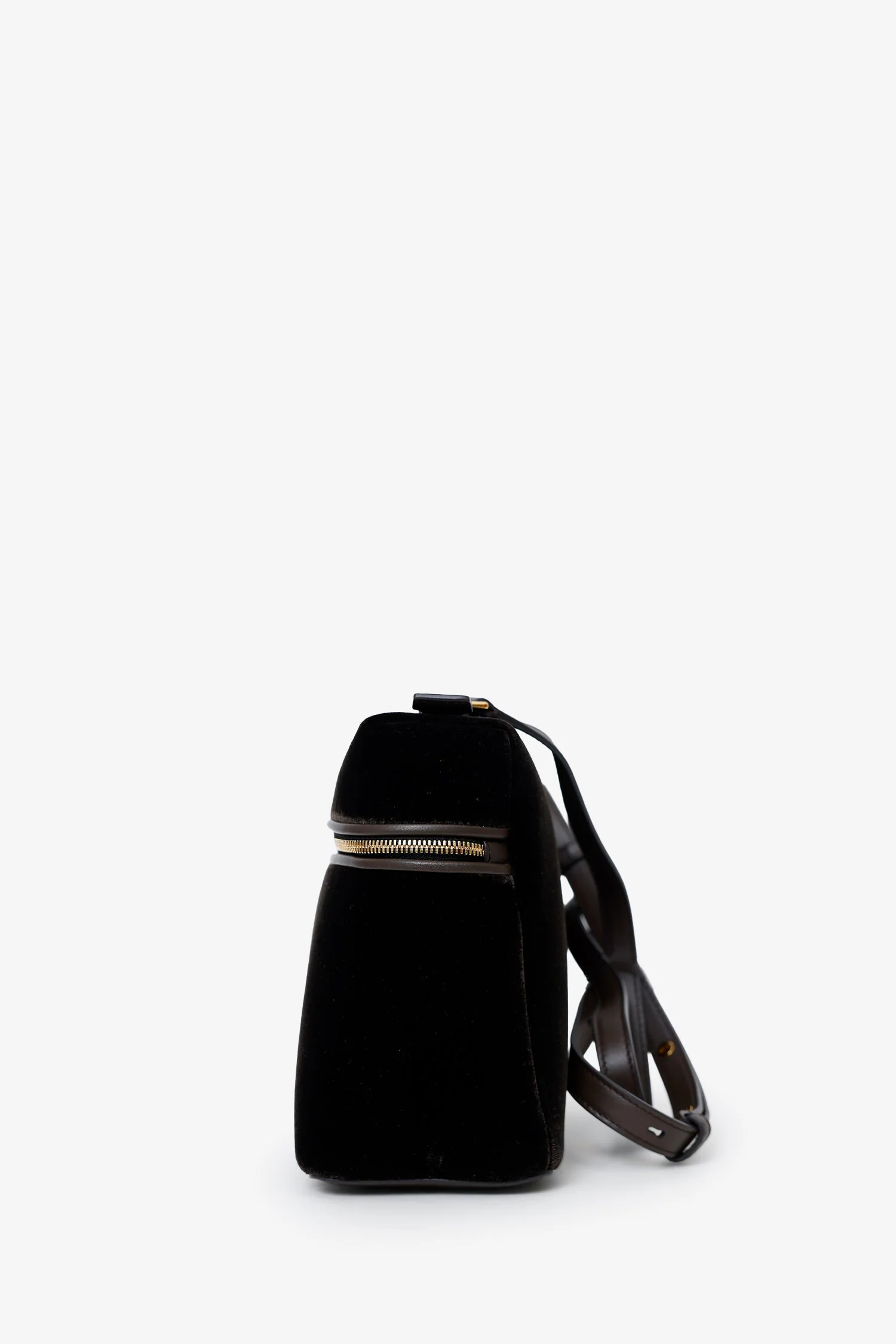 Loro Piana Black Velour/Leather L27 Crossbody With Strap - Image 4