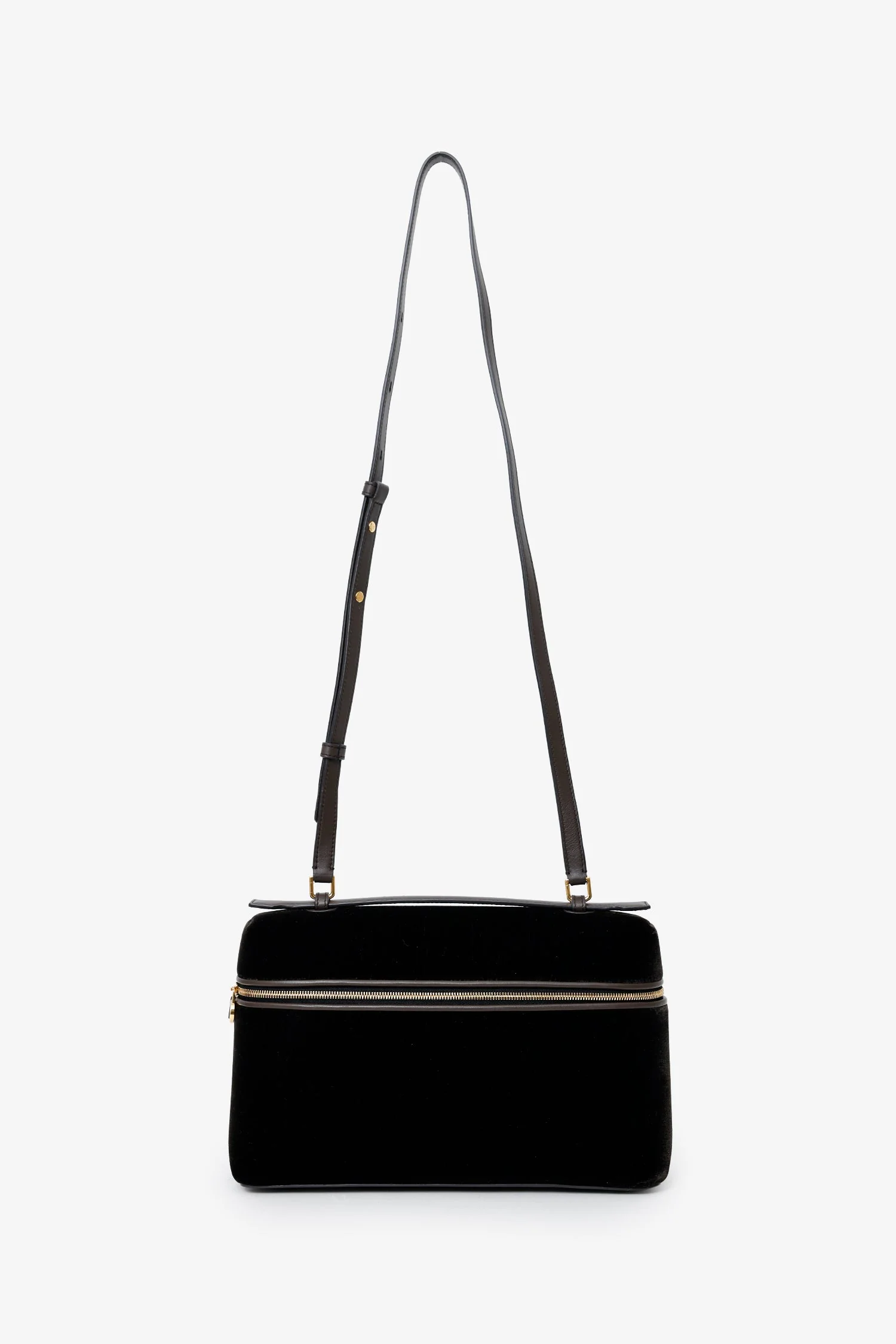Loro Piana Black Velour/Leather L27 Crossbody With Strap - Image 6