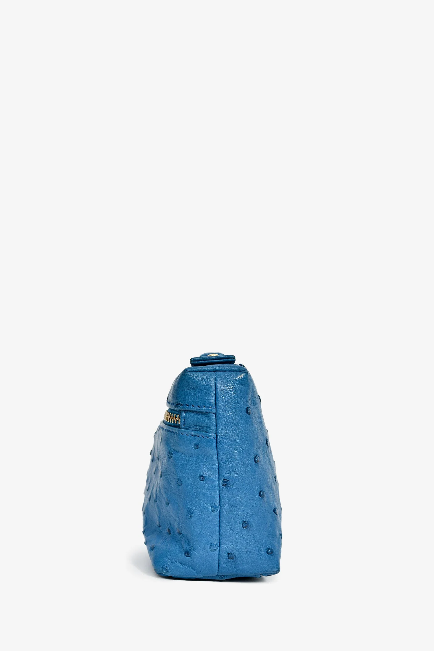 Loro Piana Blue Ostrich Leather L19 Top Handle Bag - Image 4