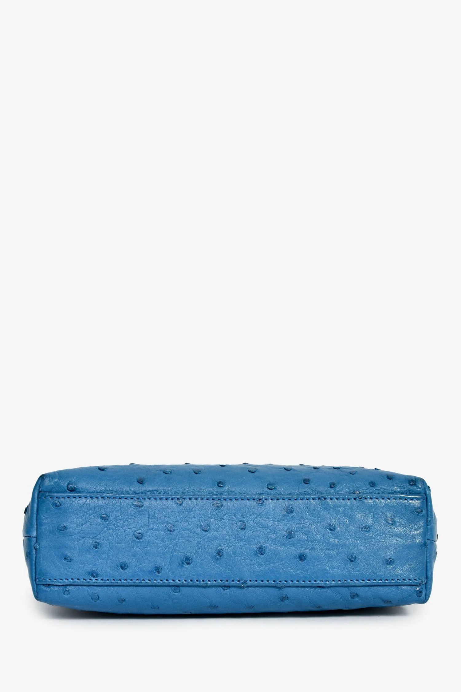Loro Piana Blue Ostrich Leather L19 Top Handle Bag - Image 5