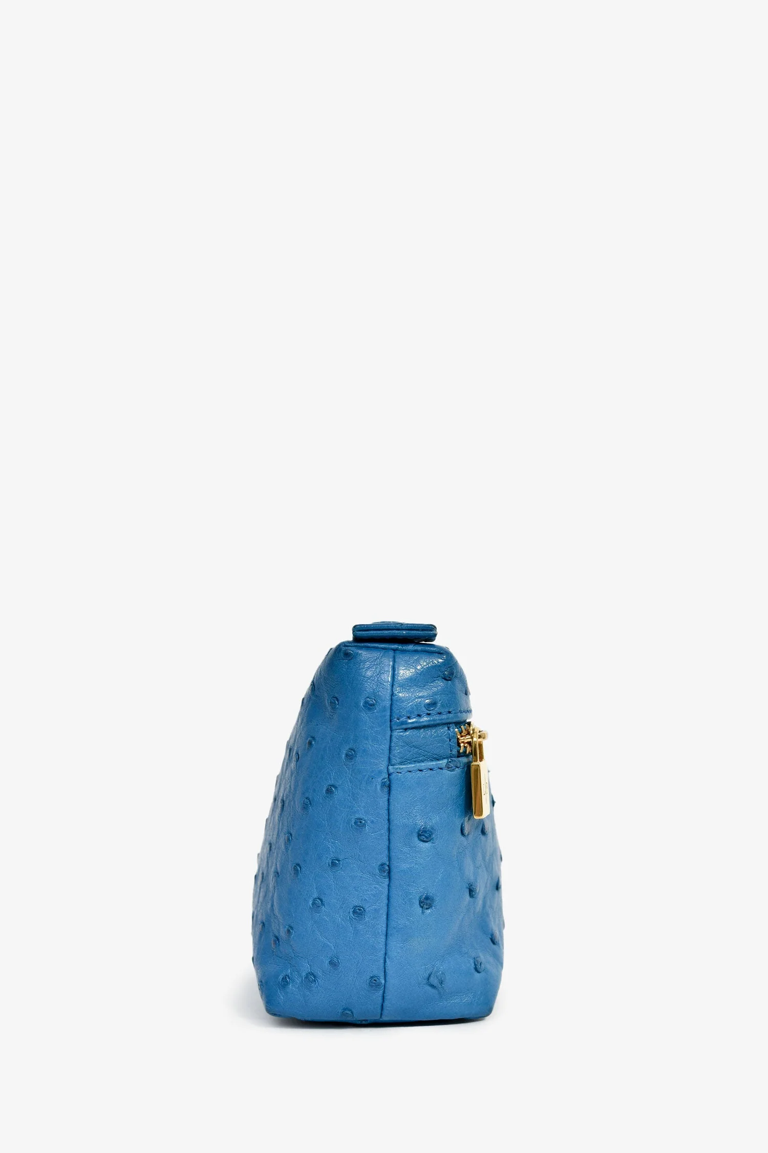 Loro Piana Blue Ostrich Leather L19 Top Handle Bag - Image 3