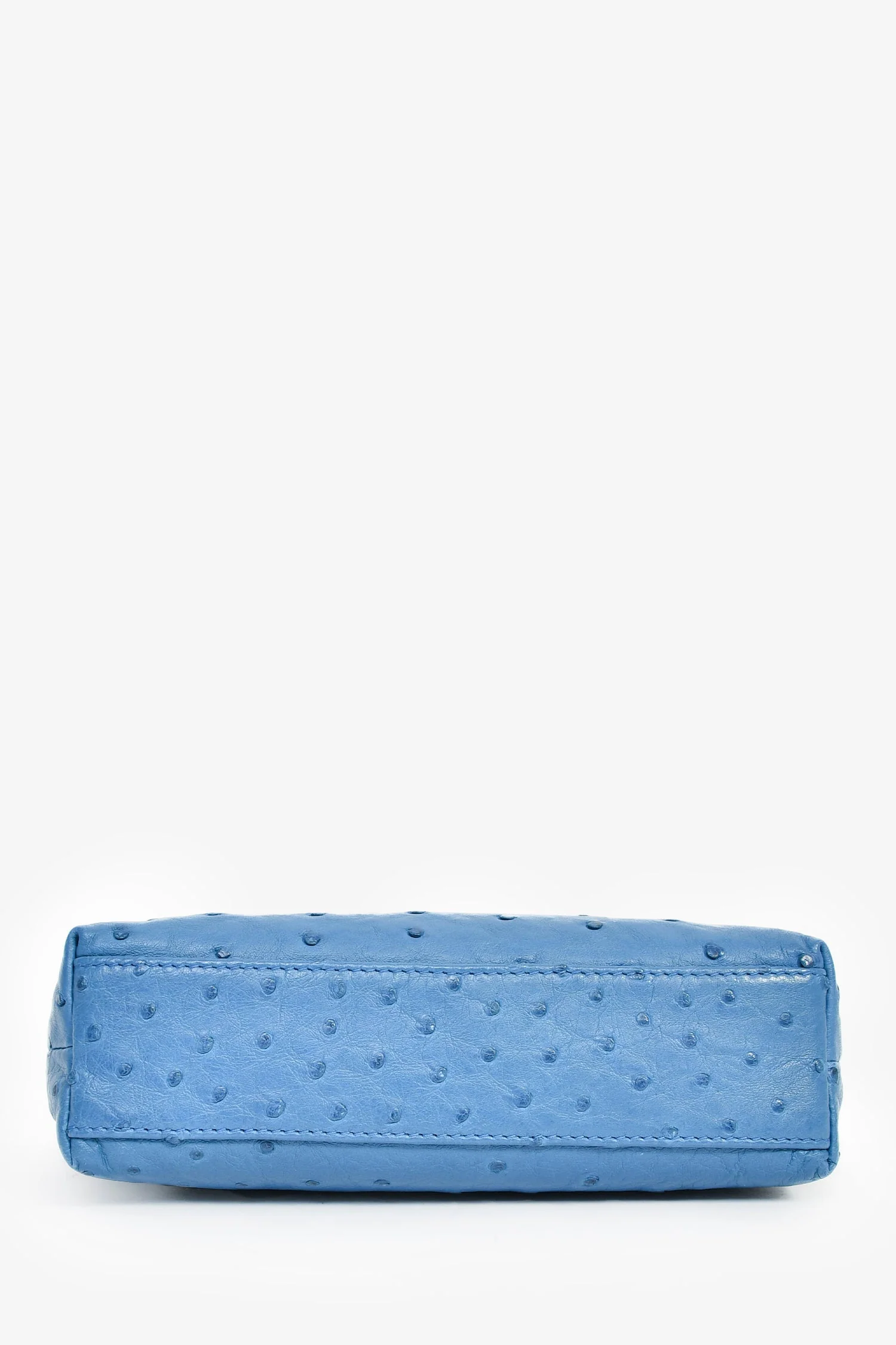 Loro Piana Blue Ostrich Leather L19 Top Handle Bag - Image 5