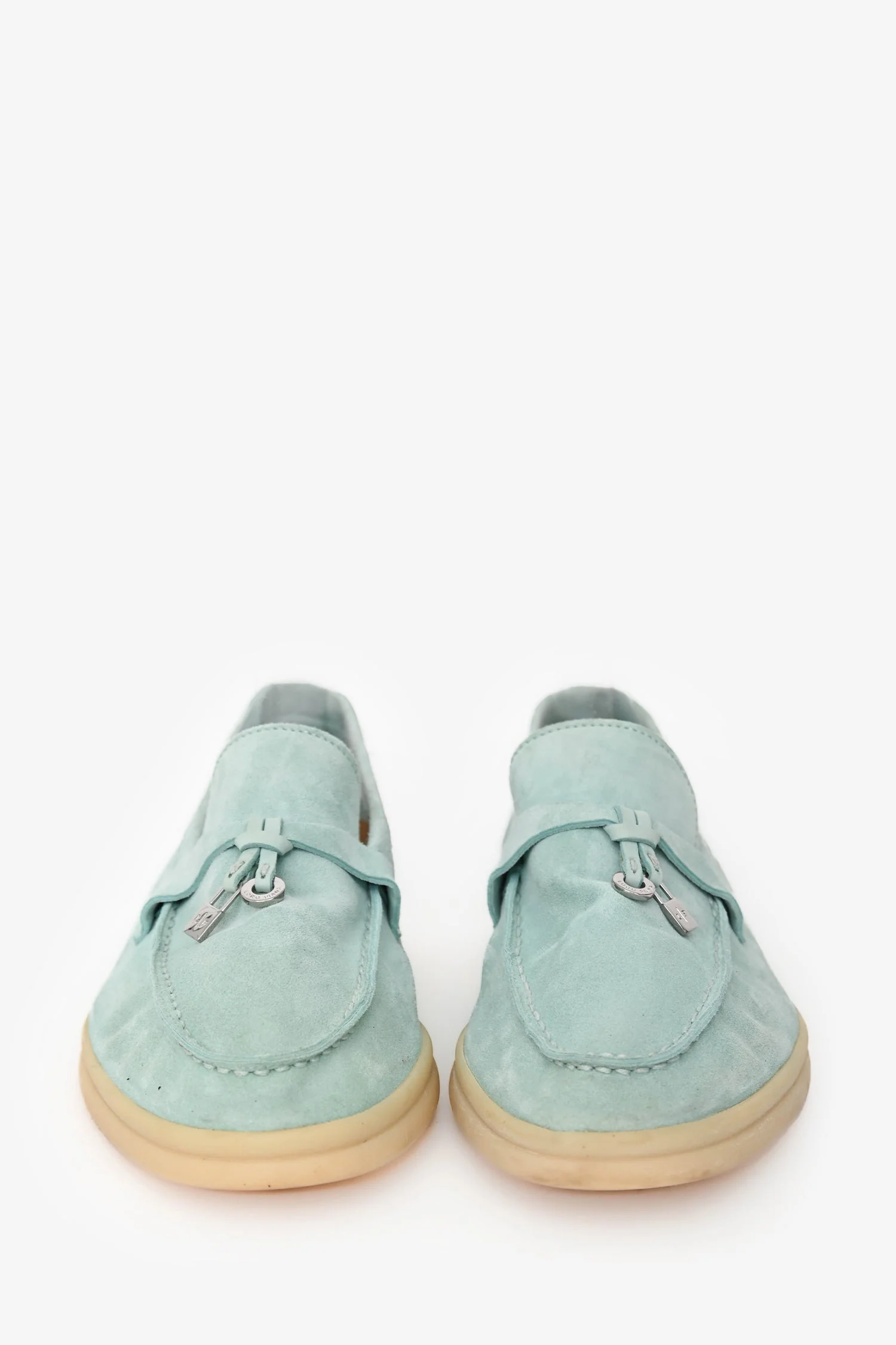 Loro Piana Blue Suede 'Summer Charms' Loafers Size 37 - Image 3