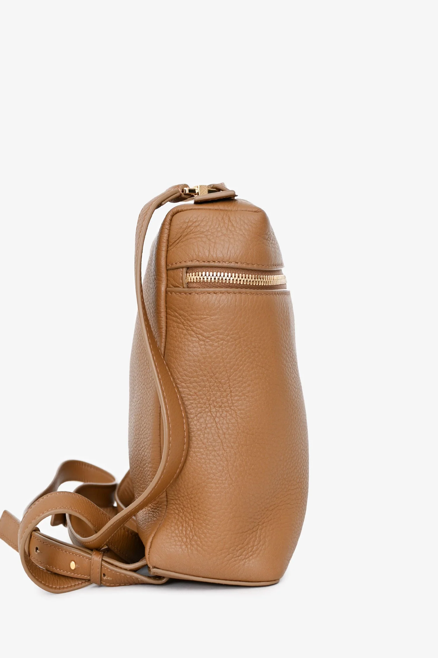 Loro Piana Brown Grained Leather Extra Pocket Backpack with Strap - Image 4