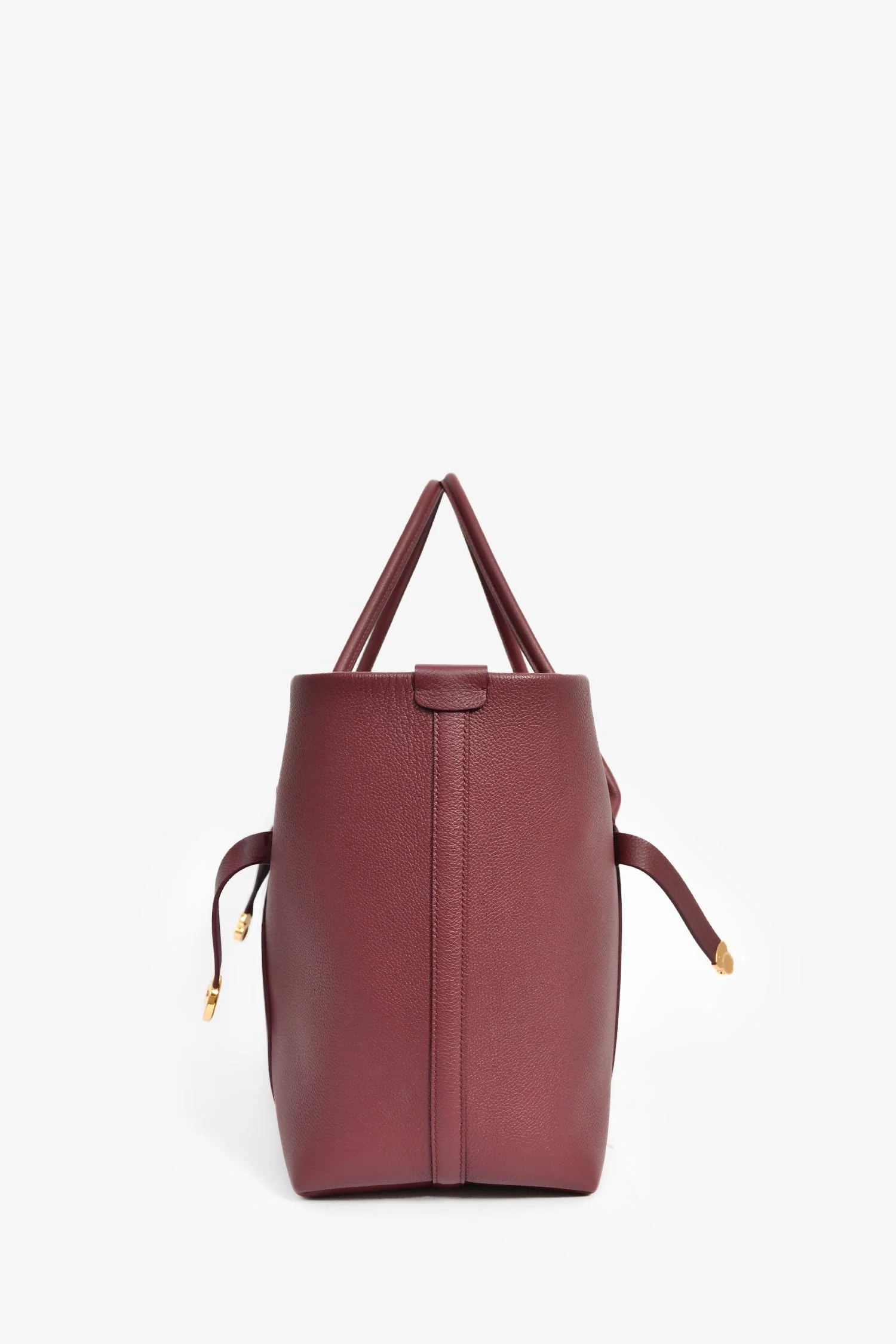 Loro Piana Burgundy Grained Leather 'Ghiera Shopper' Large Tote with Pouch - Image 3
