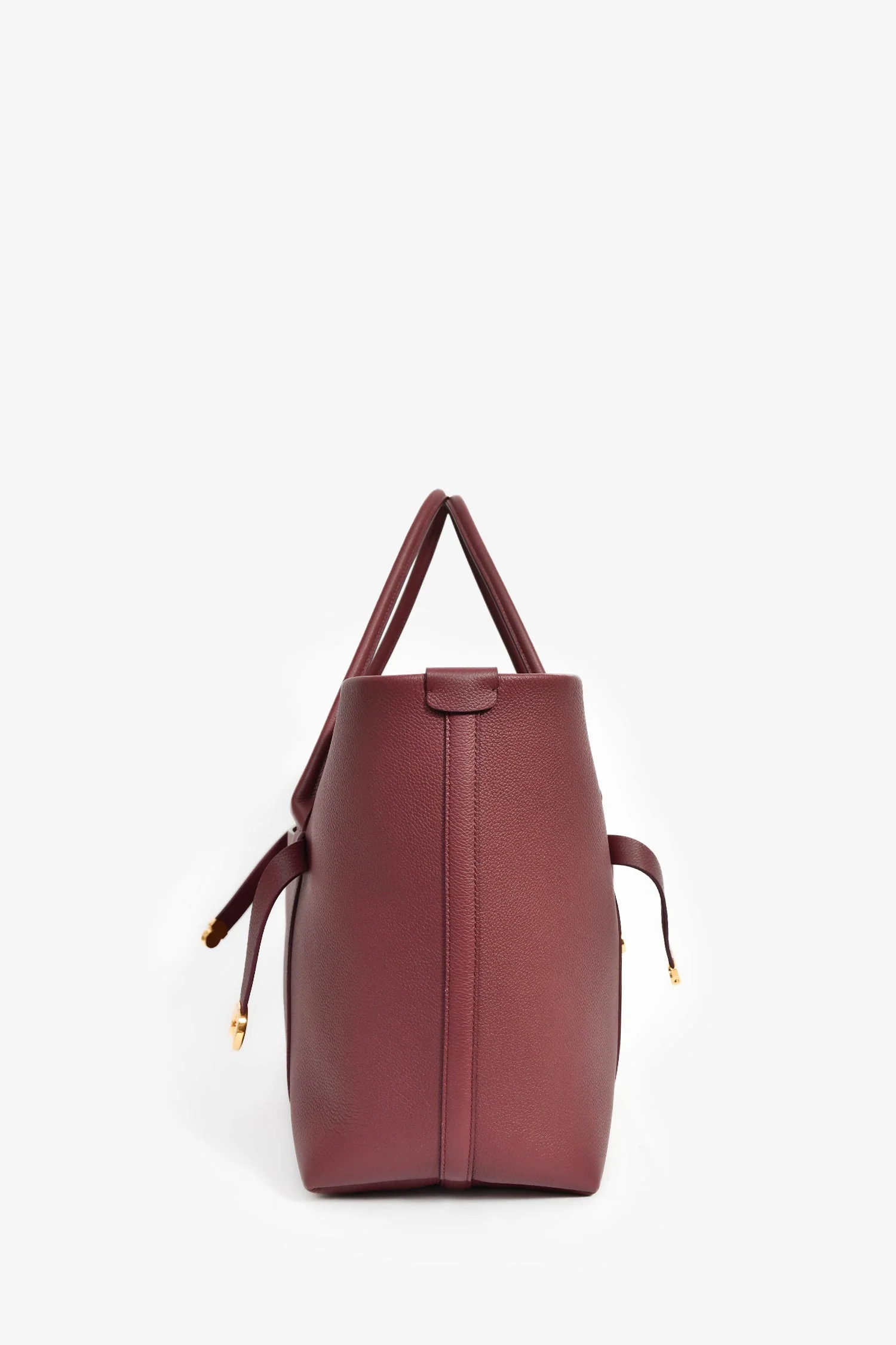 Loro Piana Burgundy Grained Leather 'Ghiera Shopper' Large Tote with Pouch - Image 4