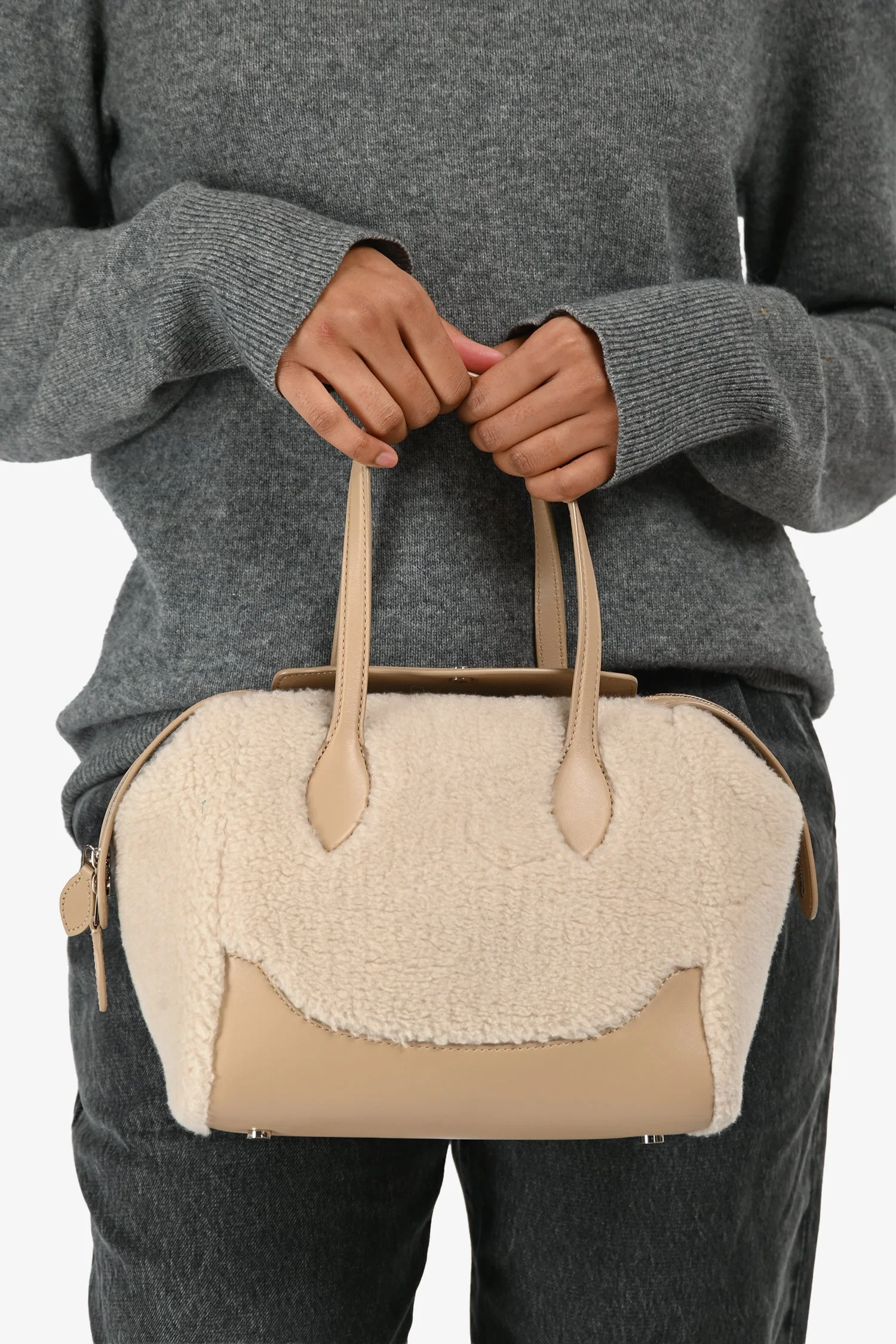 Loro Piana Cream/Beige 'Cashfur' Sesia Happy Day Micro Tote with Strap - Image 8