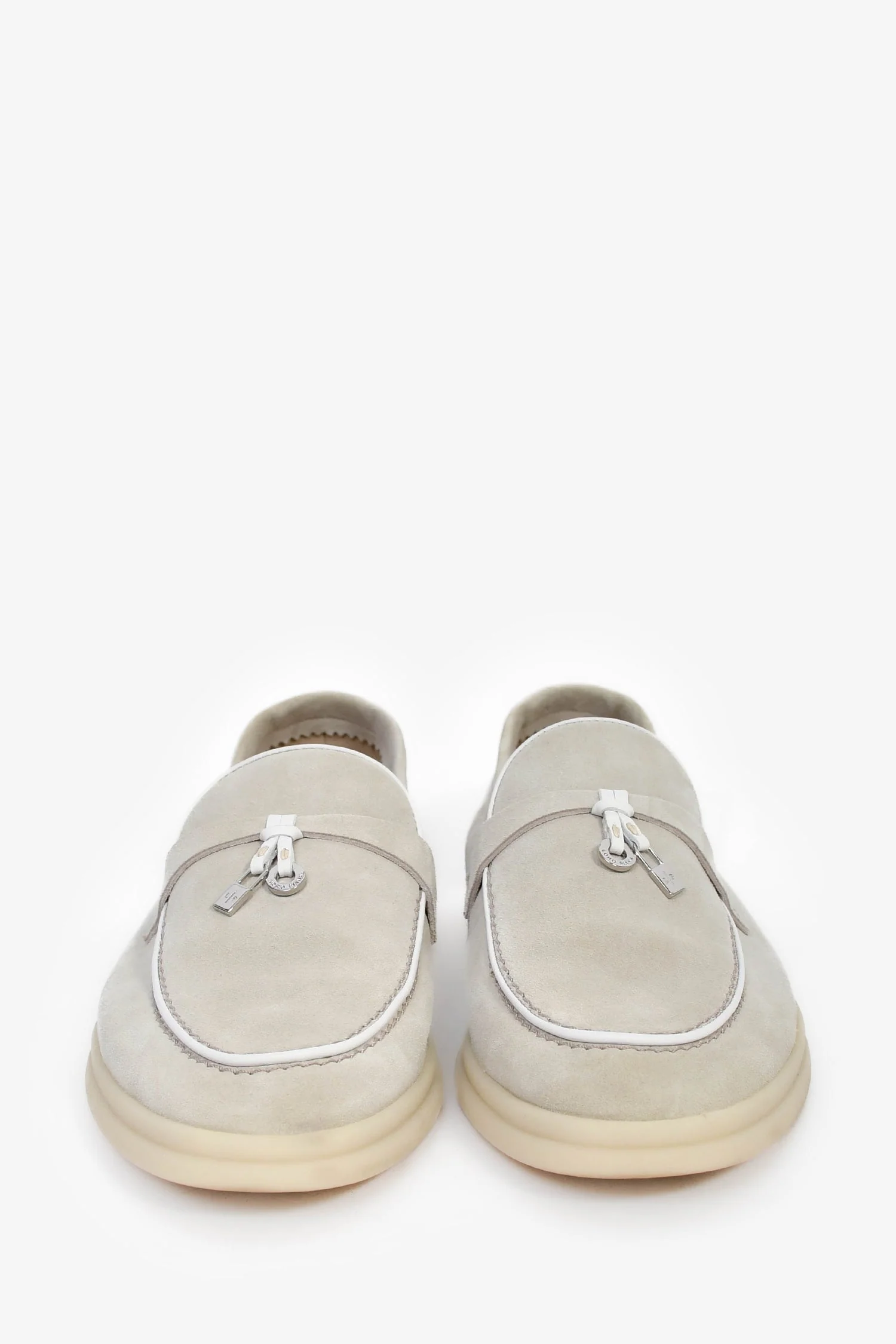 Loro Piana Pearl Powder Grey Suede 'Summer Charms Walk' Loafers Size 40.5 - Image 3