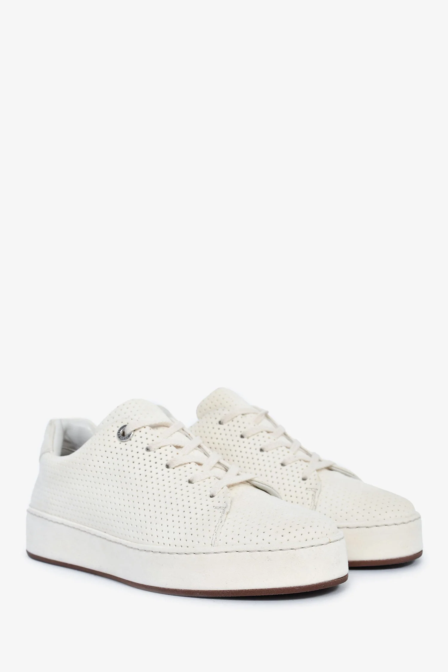 Loro Piana White Perforated Suede Sneakers Size 36 - Image 2