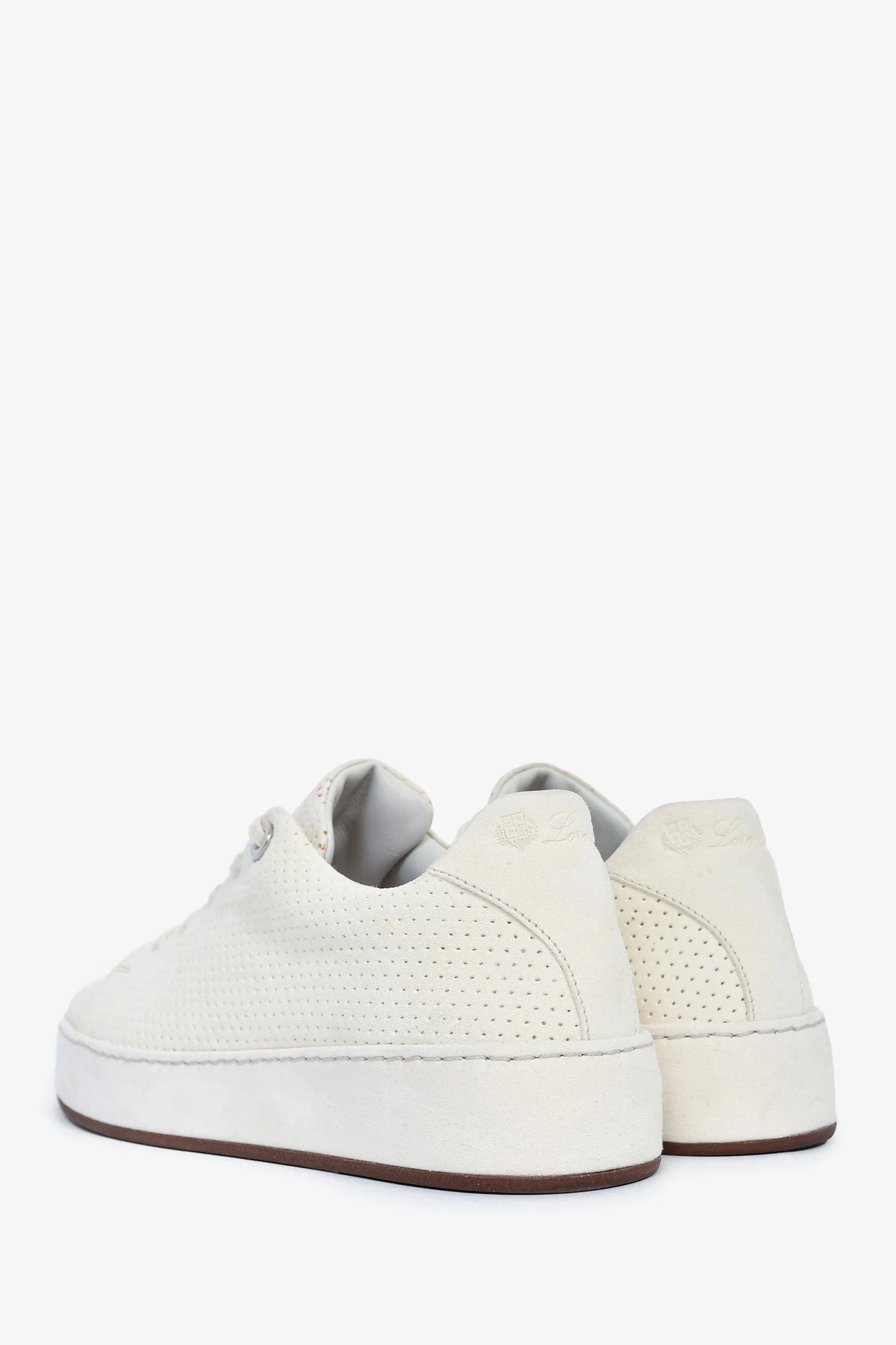 Loro Piana White Perforated Suede Sneakers Size 36 - Image 4