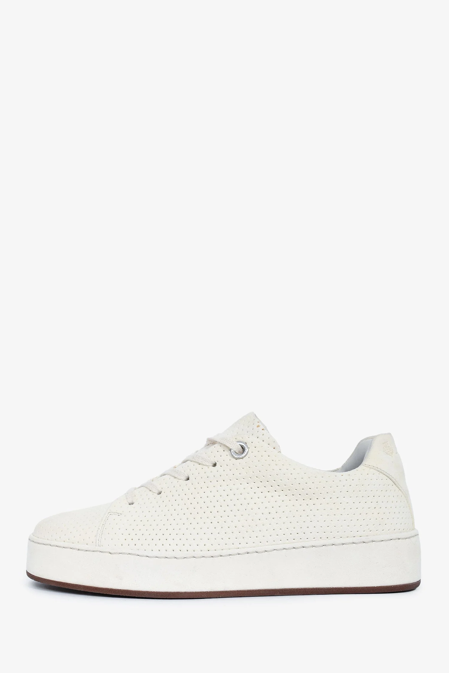 Loro Piana White Perforated Suede Sneakers Size 36 - Image 5