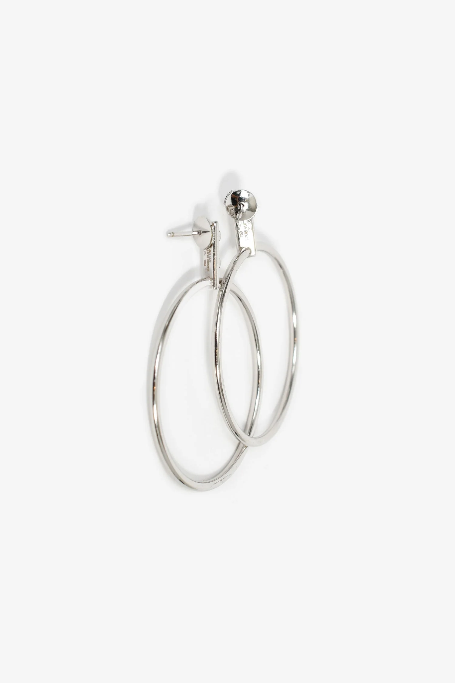 Louis Vuitton 18K White Gold Diamond Hoop Earrings - Image 3