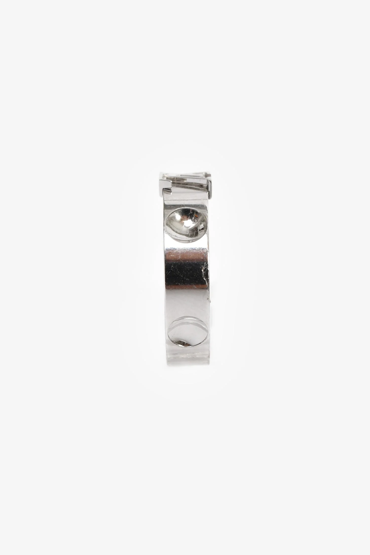 Louis Vuitton 18K White Gold 'Empreinte LV' 5mm Band Ring - Image 2