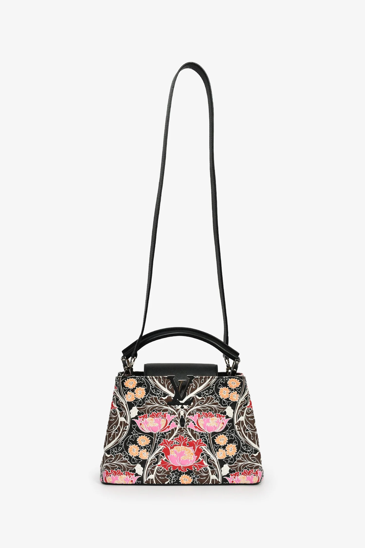 Louis Vuitton 2015 Black/Multicolour Leather Wild Flowers Capucines BB Top Handle Bag with Strap - Image 6