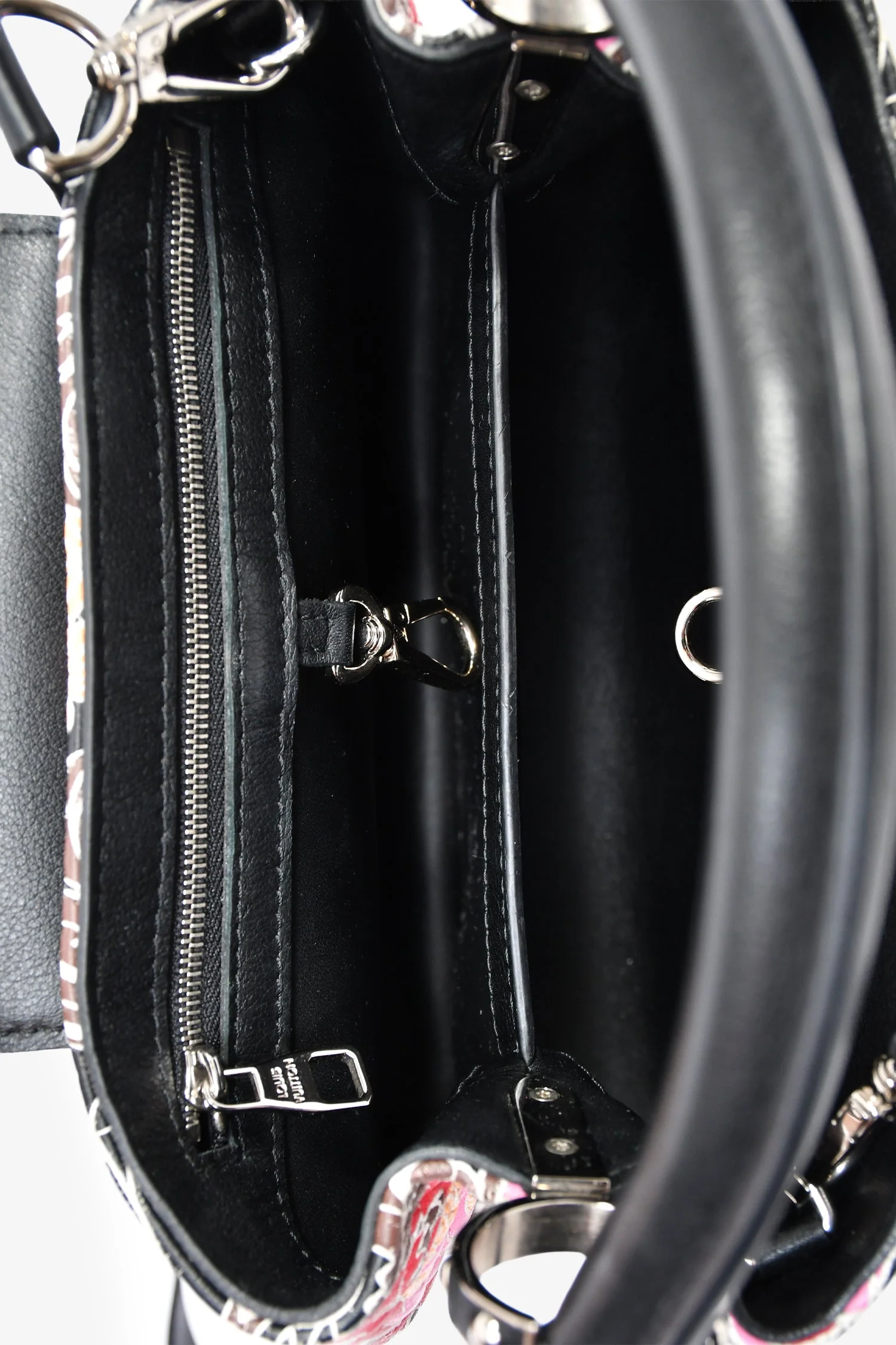 Louis Vuitton 2015 Black/Multicolour Leather Wild Flowers Capucines BB Top Handle Bag with Strap - Image 7