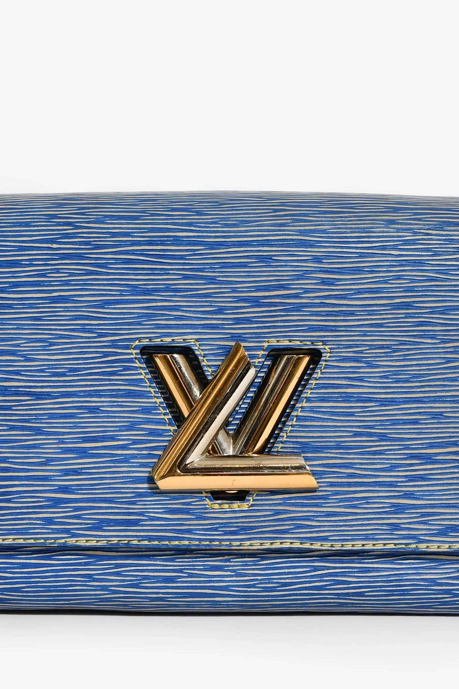 Louis Vuitton 2015 Blue Denim Epi Leather 'Twist' MM Shoulder Bag - Image 6