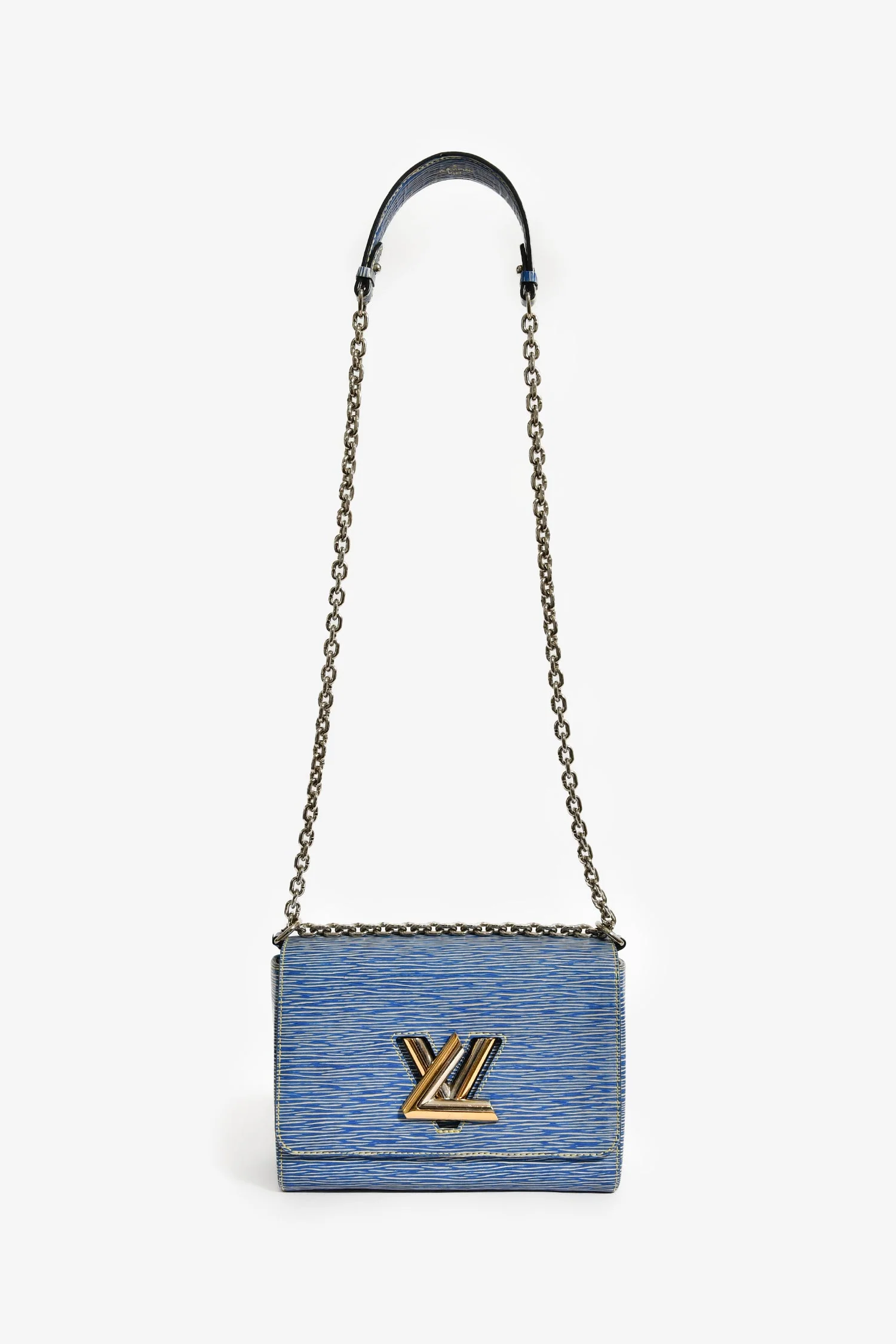 Louis Vuitton 2015 Blue Denim Epi Leather 'Twist' MM Shoulder Bag - Image 8