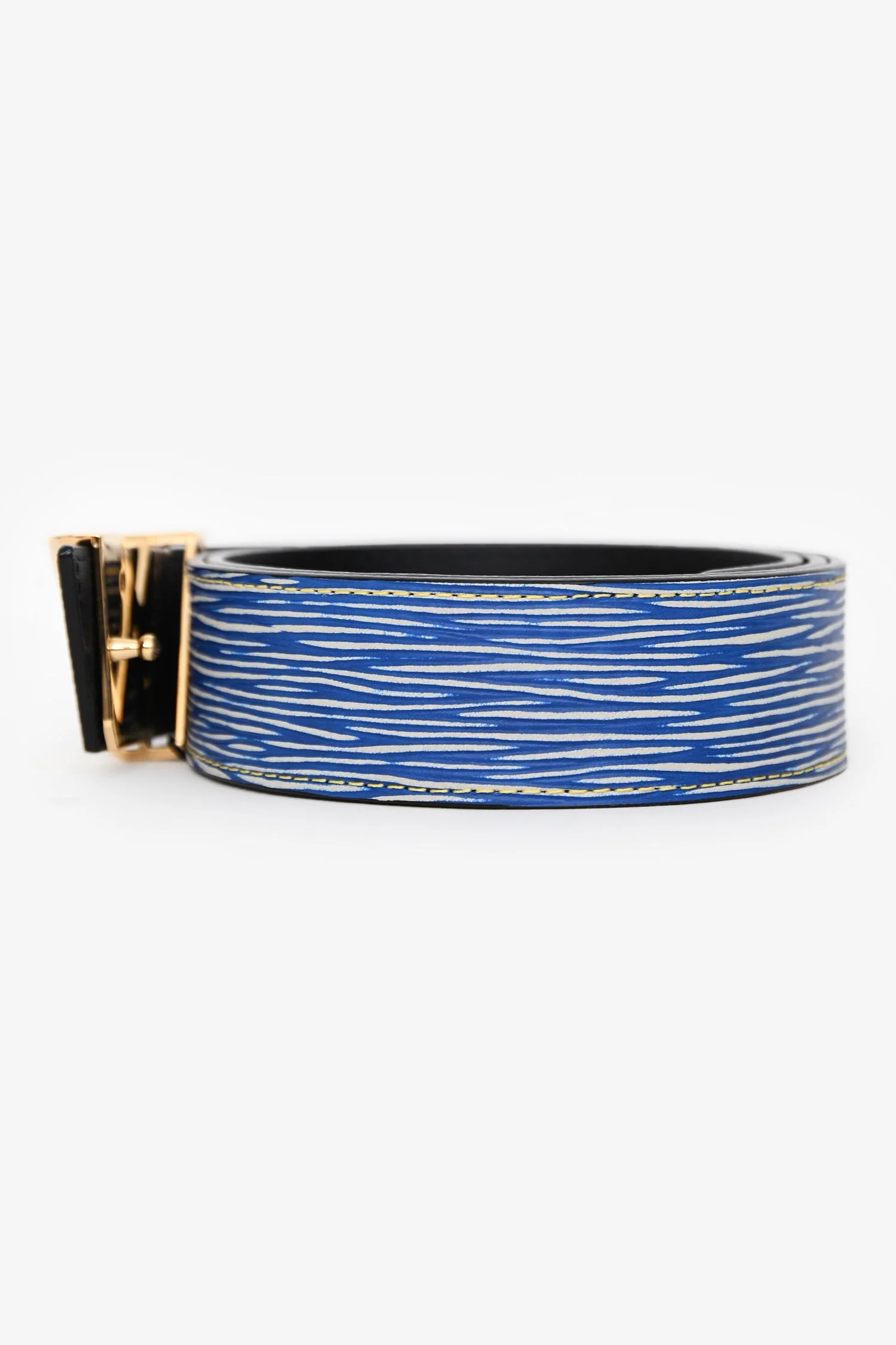 Louis Vuitton 2016 Blue Epi Leather V Belt Size 85/34 - Image 4