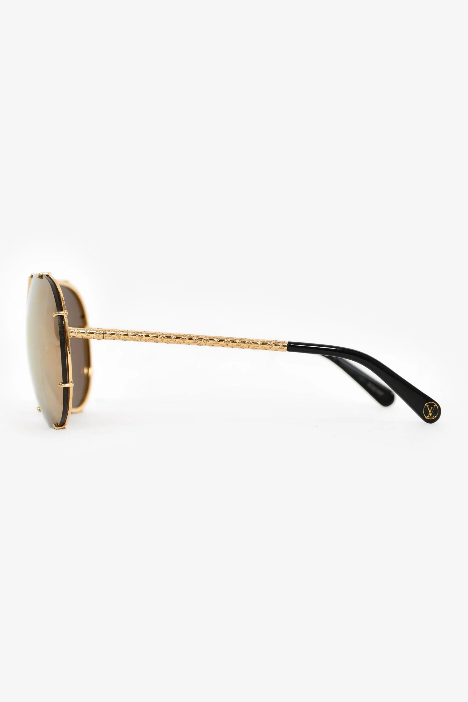 Louis Vuitton 2017 Black/Gold 'LV Drive' Aviator Sunglasses - Image 3