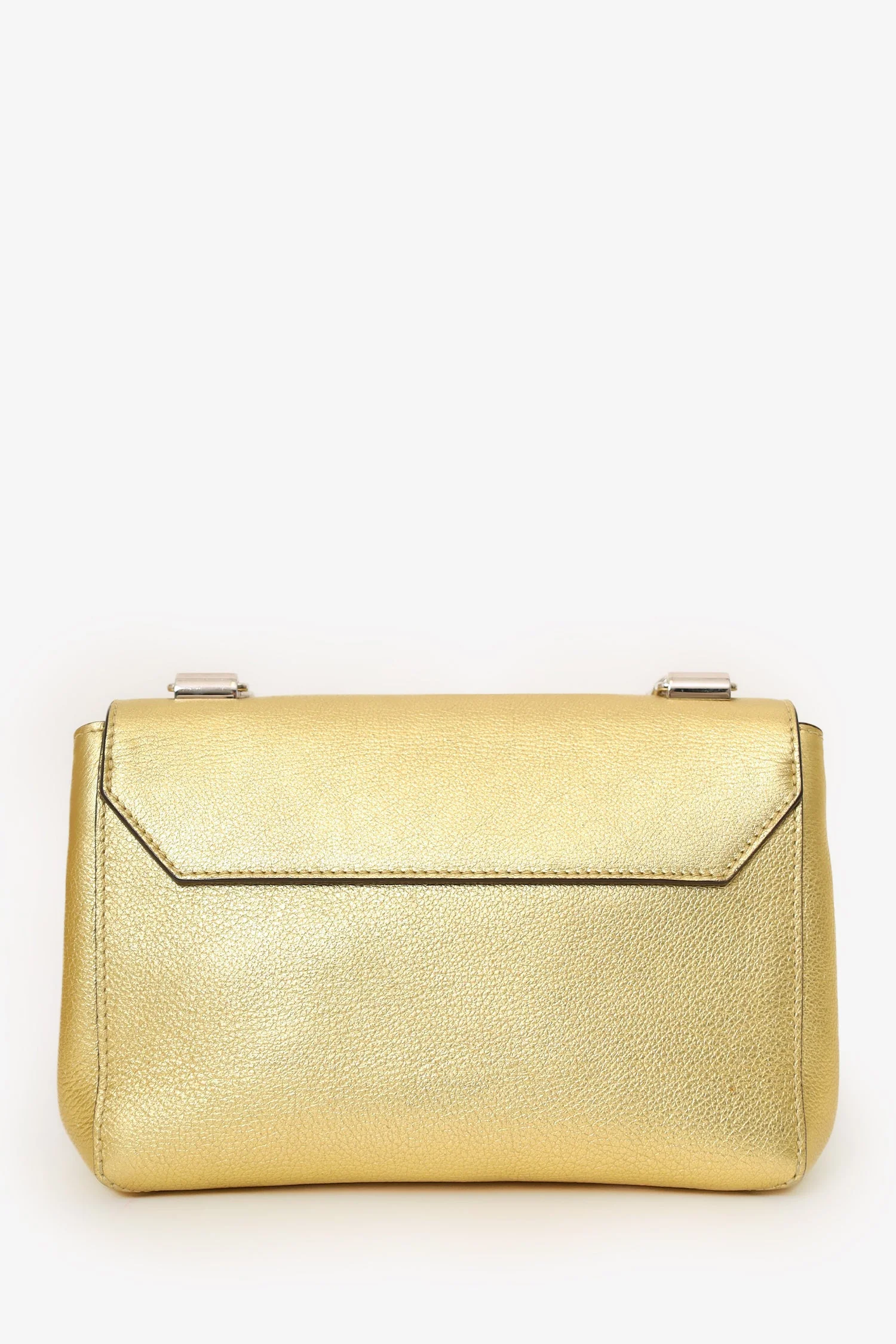 Louis Vuitton 2017 Gold Metallic Taurillon Leather 'LockMe' BB Chain Bag with Strap - Image 2
