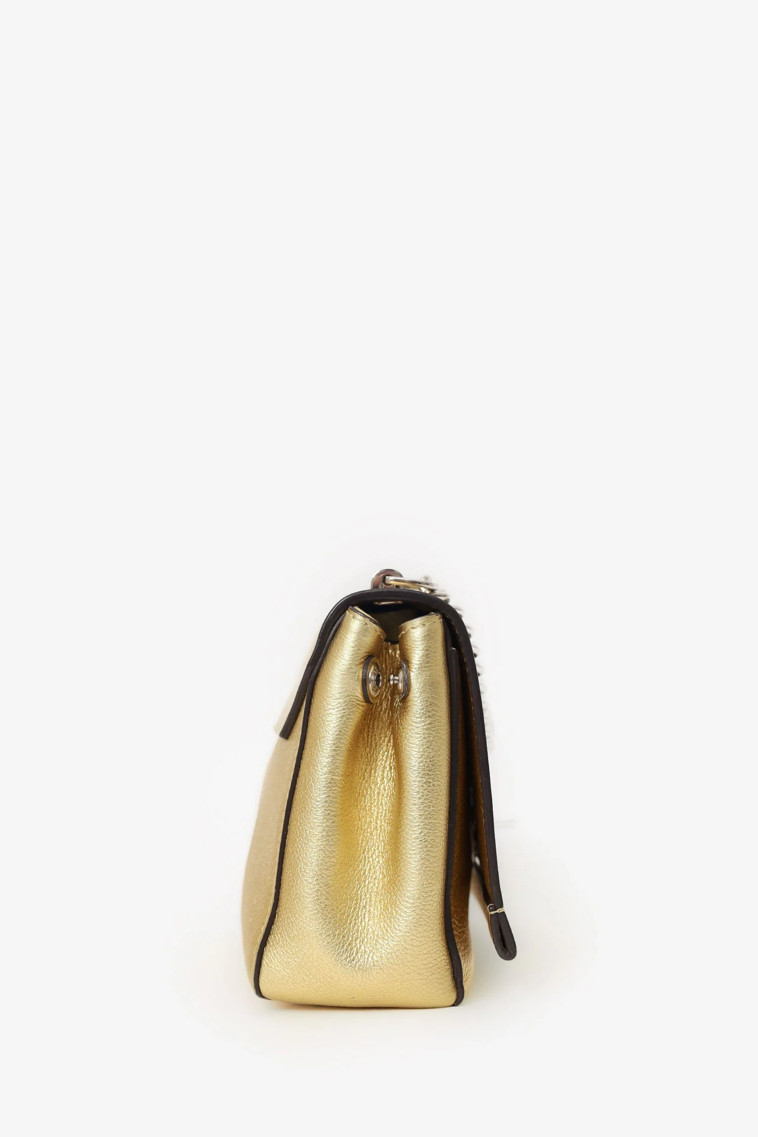 Louis Vuitton 2017 Gold Metallic Taurillon Leather 'LockMe' BB Chain Bag with Strap - Image 3