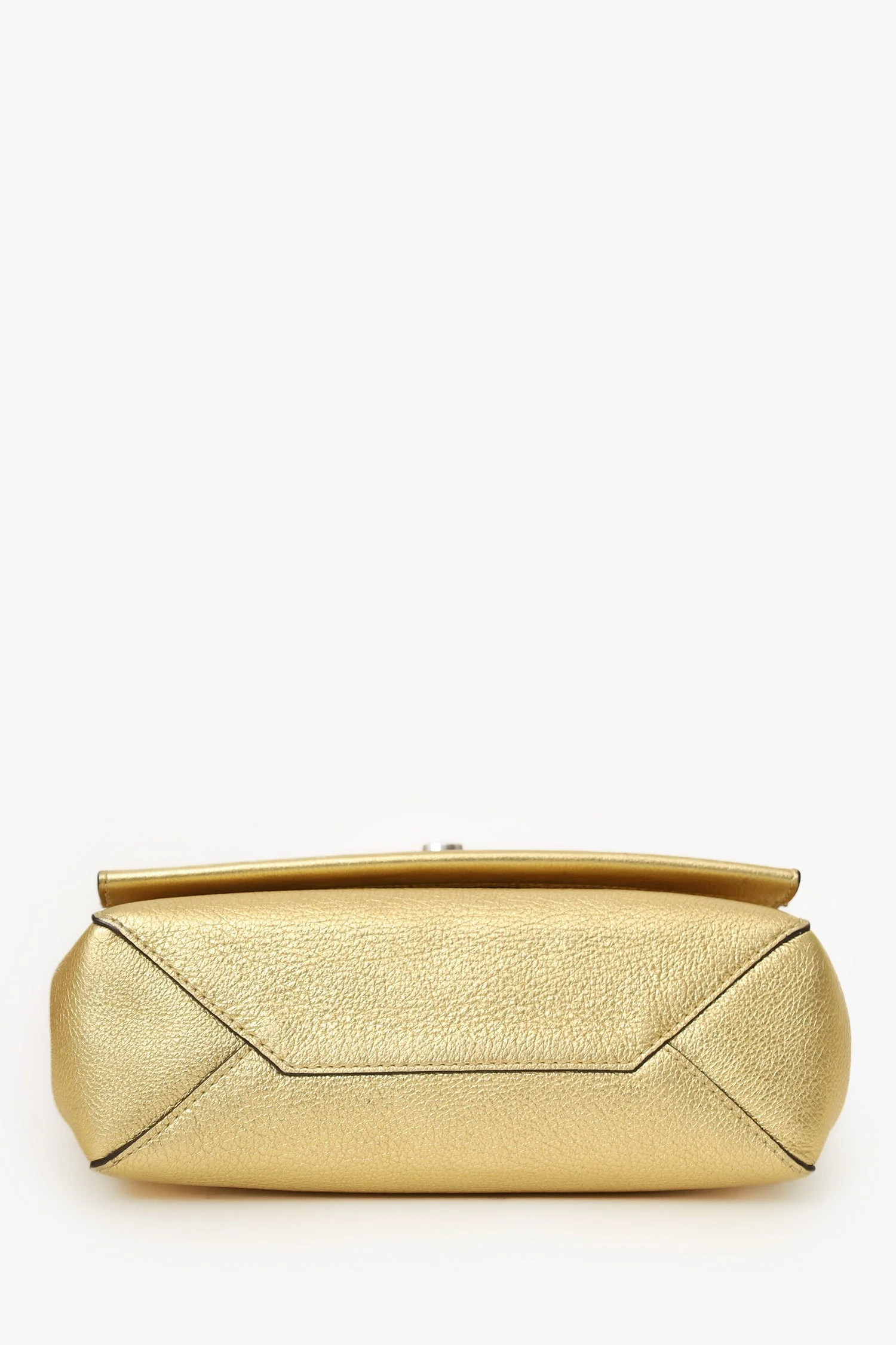 Louis Vuitton 2017 Gold Metallic Taurillon Leather 'LockMe' BB Chain Bag with Strap - Image 5