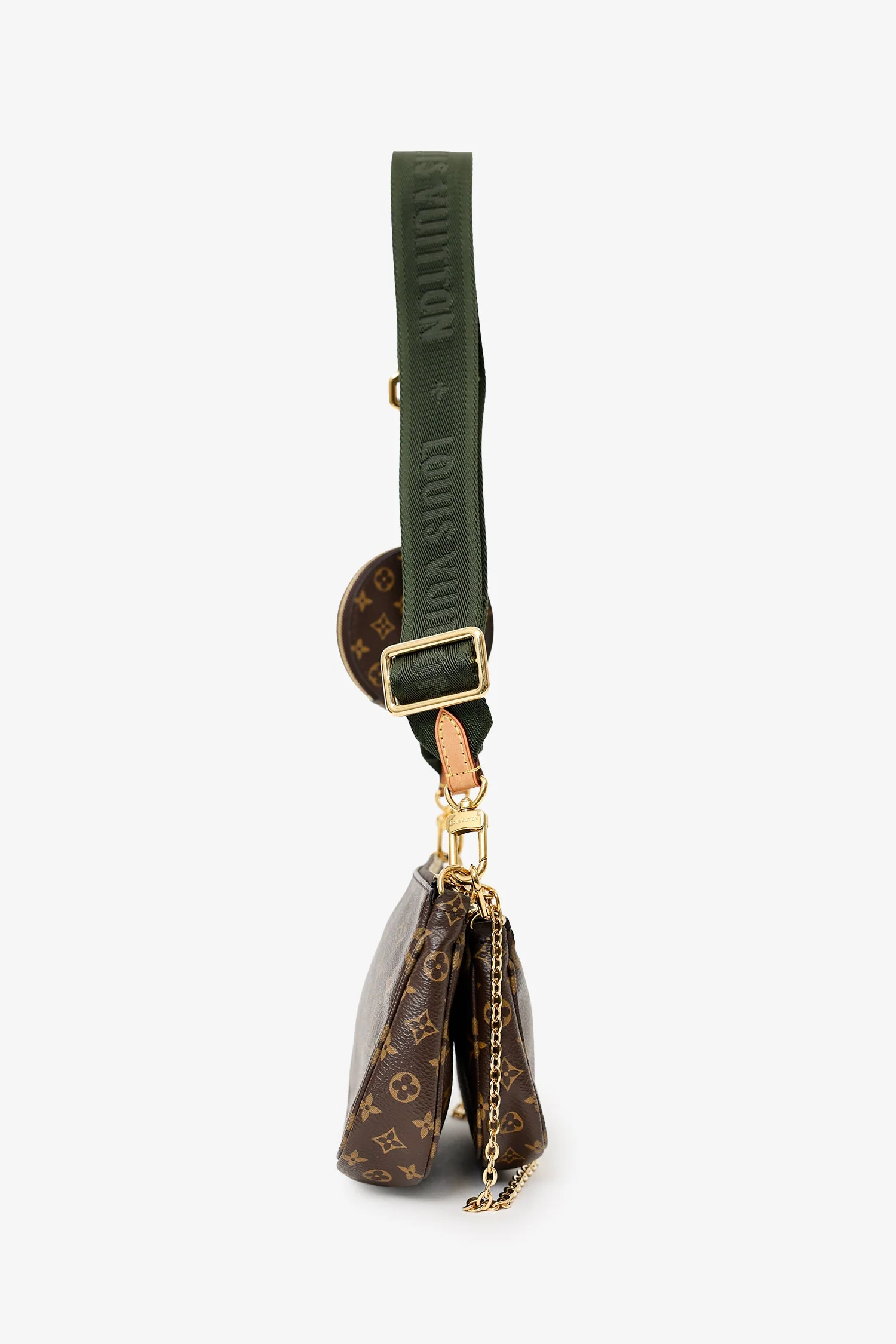 Louis Vuitton 2019 Monogram Multi Pochette Accessoires With Green Canvas Strap - Image 2