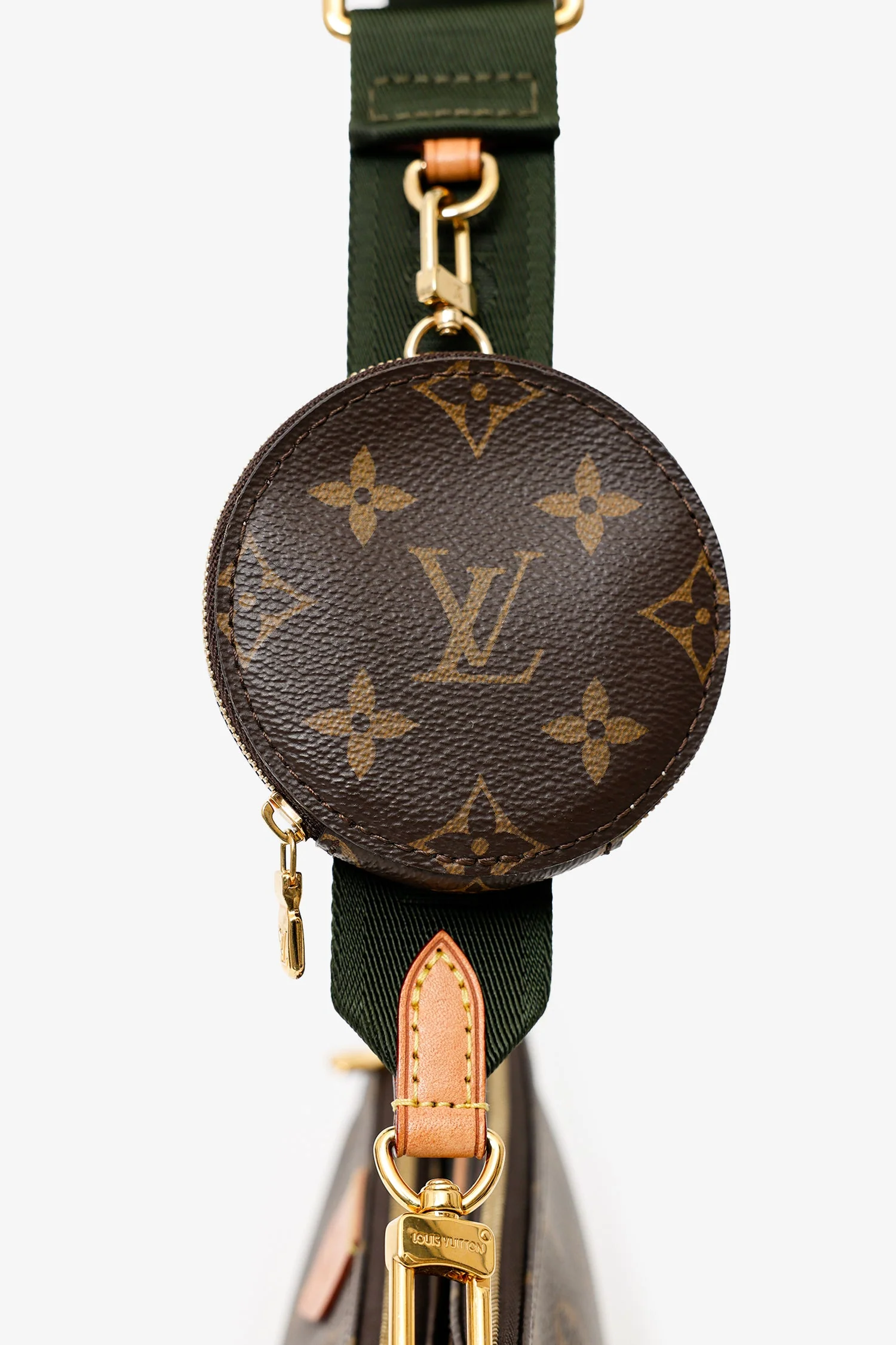 Louis Vuitton 2019 Monogram Multi Pochette Accessoires With Green Canvas Strap - Image 5