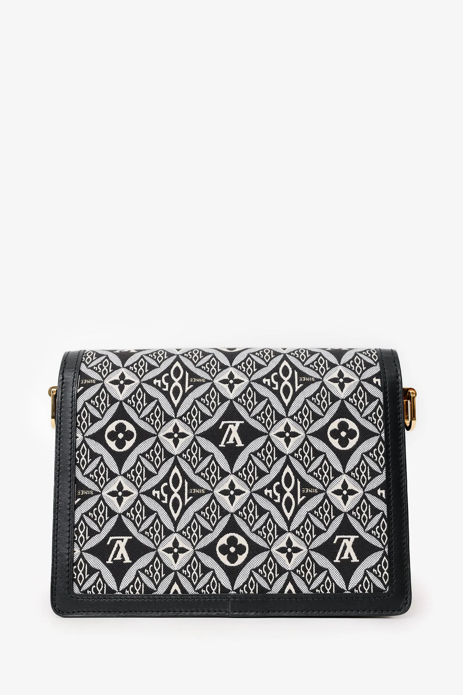 Louis Vuitton 2020 Black/White Jacquard Since 1854 Dauphine MM Bag With Strap - Image 2