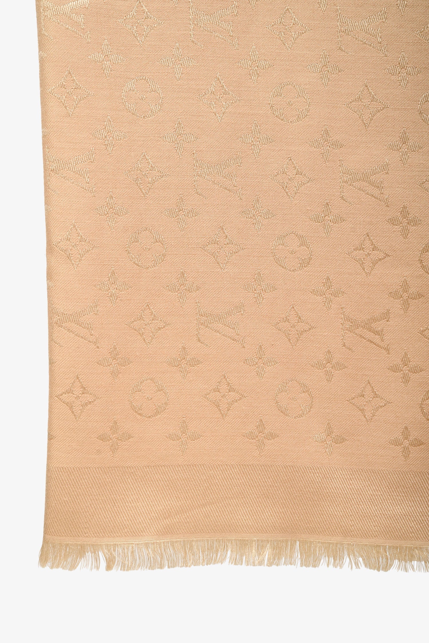 Louis Vuitton Beige Silk/Wool Monogram Scarf - Image 3