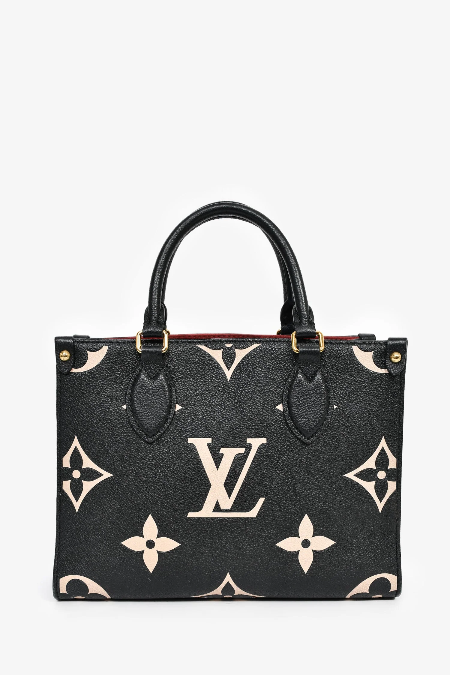 Louis Vuitton Black/Cream Monogram Bicolor Empreinte Leather 'On The Go' PM Bag With Strap - Image 2