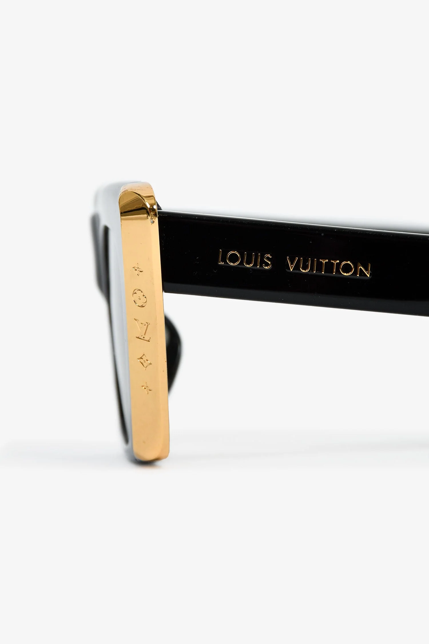 Louis Vuitton Black Gold Toned Logo Sunglasses - Image 4