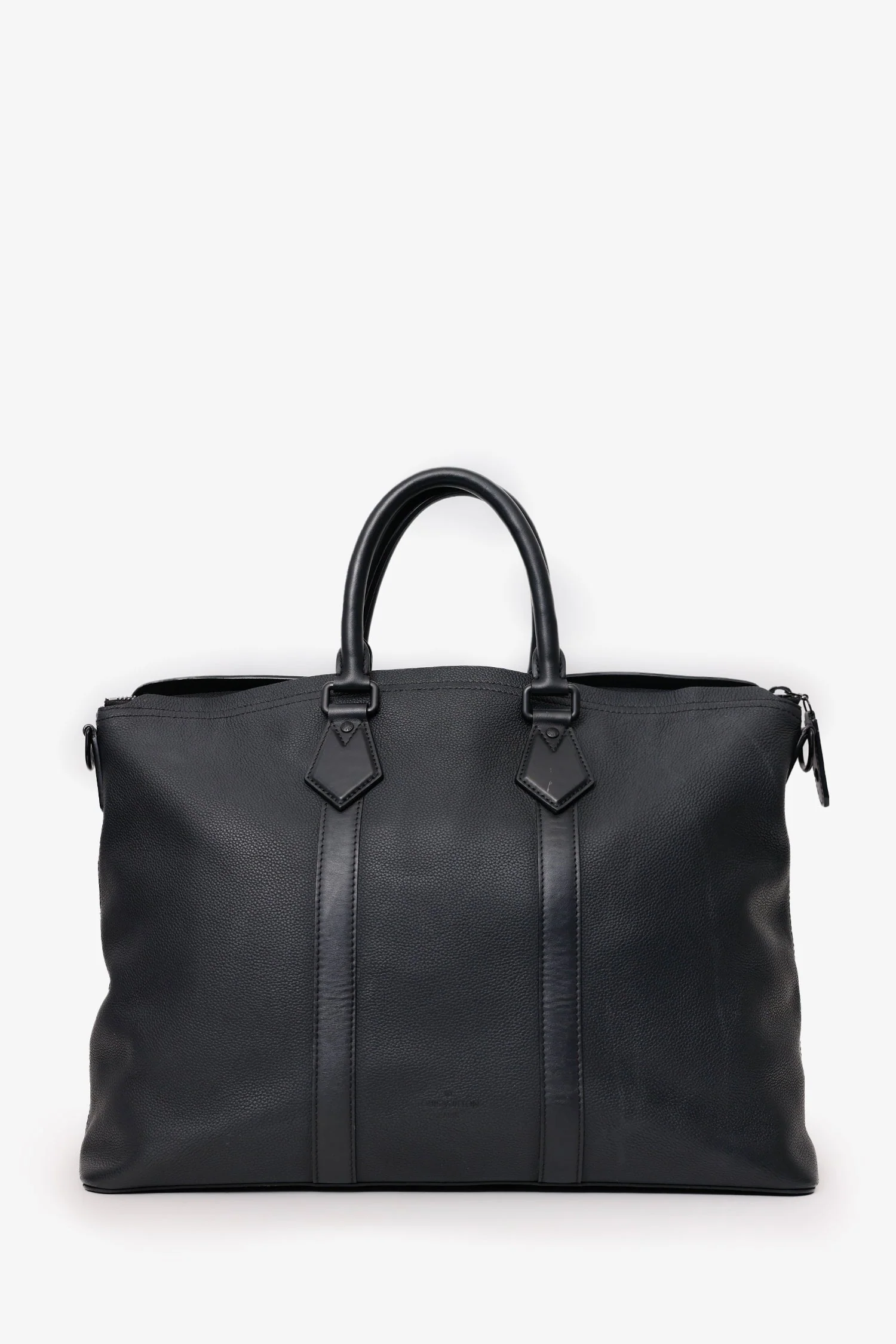 Louis Vuitton Black Grained Calfskin Aerogram LV Lock It Tote Bag With Strap - Image 2