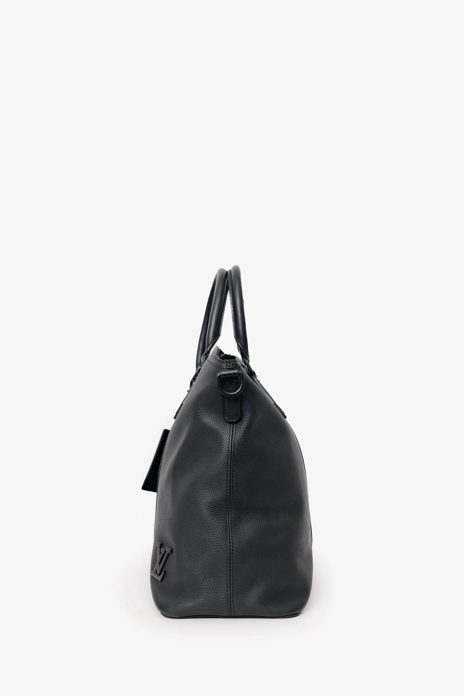 Louis Vuitton Black Grained Calfskin Aerogram LV Lock It Tote Bag With Strap - Image 4