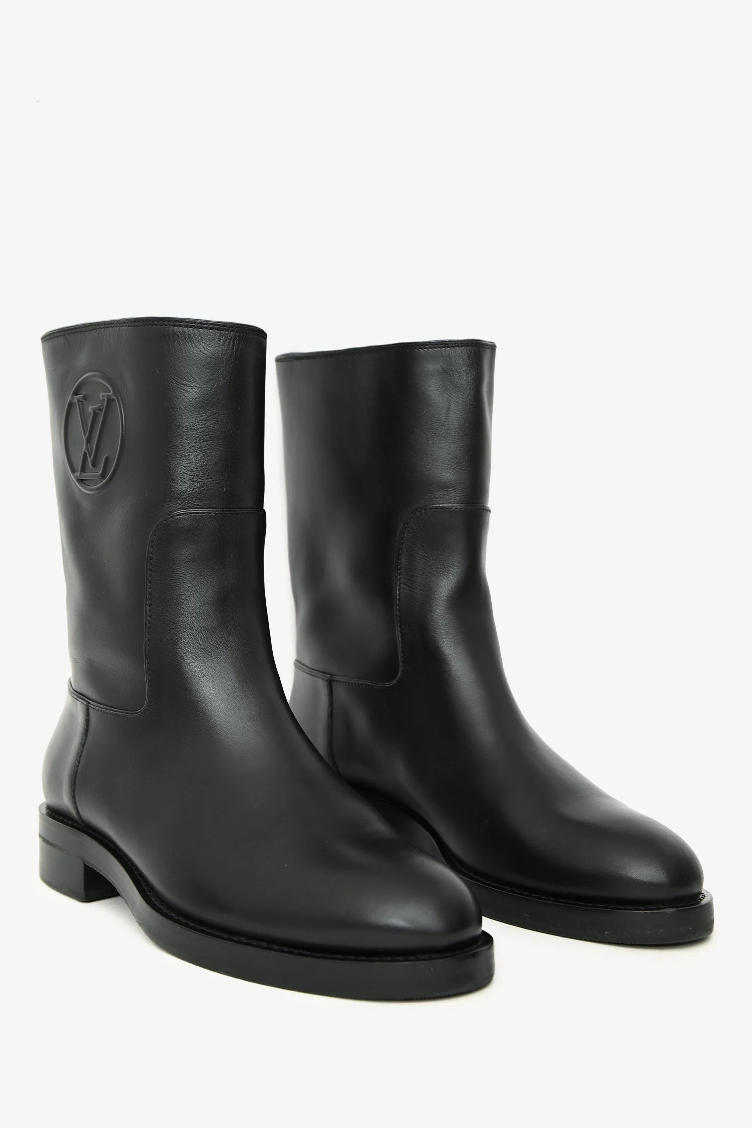 Louis Vuitton Black Leather Ankle Boots Size 39 - Image 2
