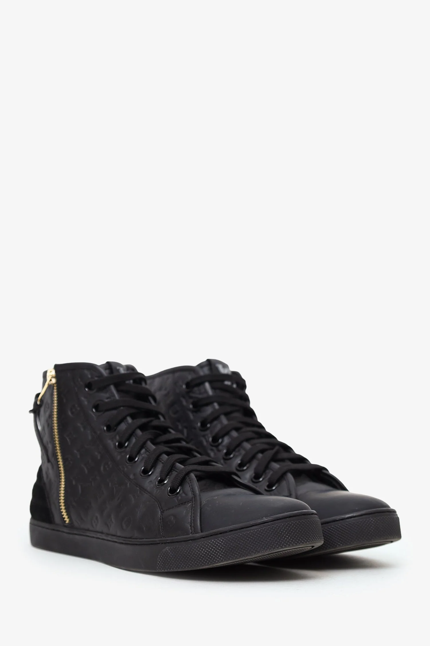 Louis Vuitton Black Leather Monogram Sneakers Size 40 - Image 2