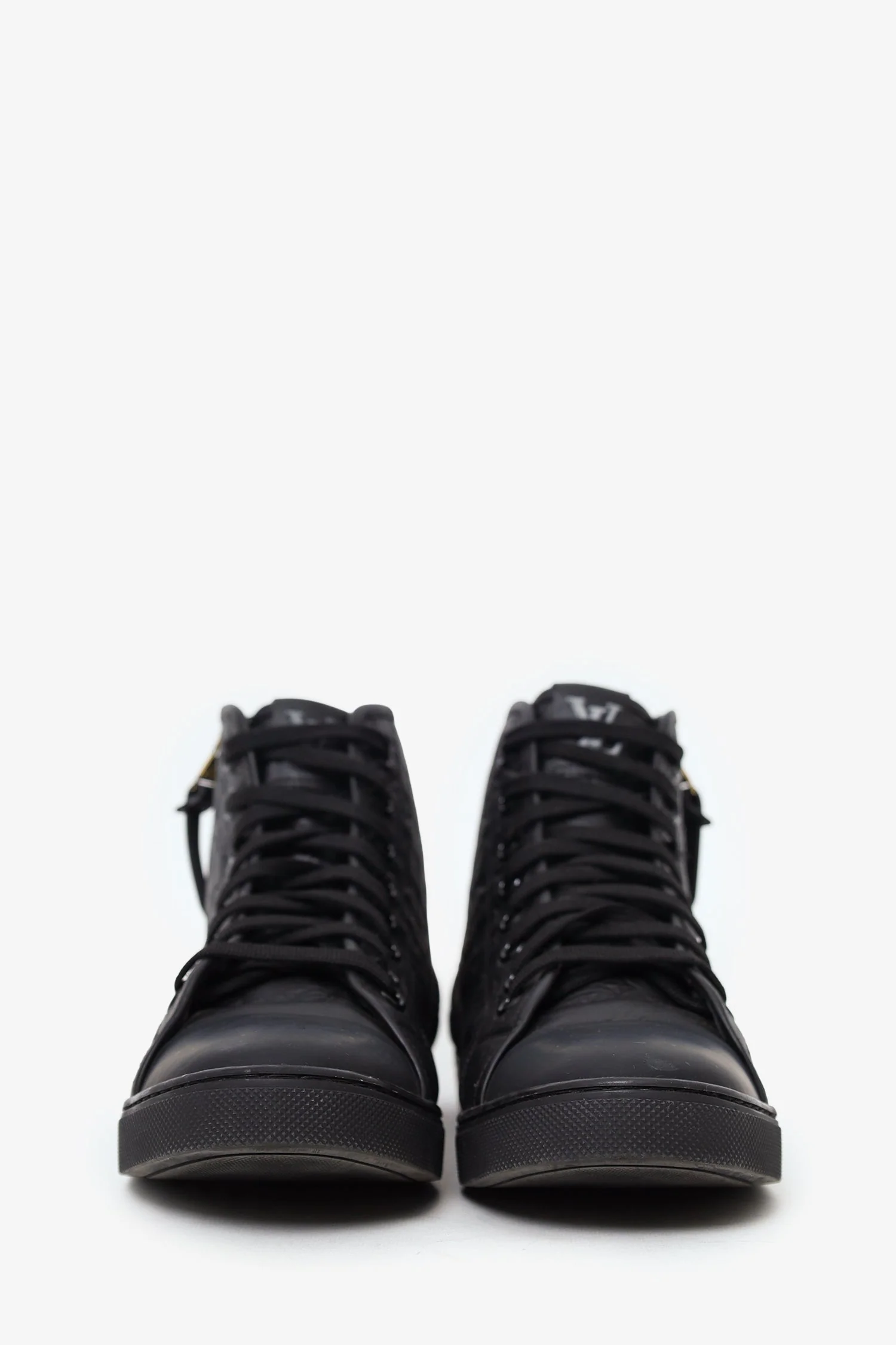 Louis Vuitton Black Leather Monogram Sneakers Size 40 - Image 3