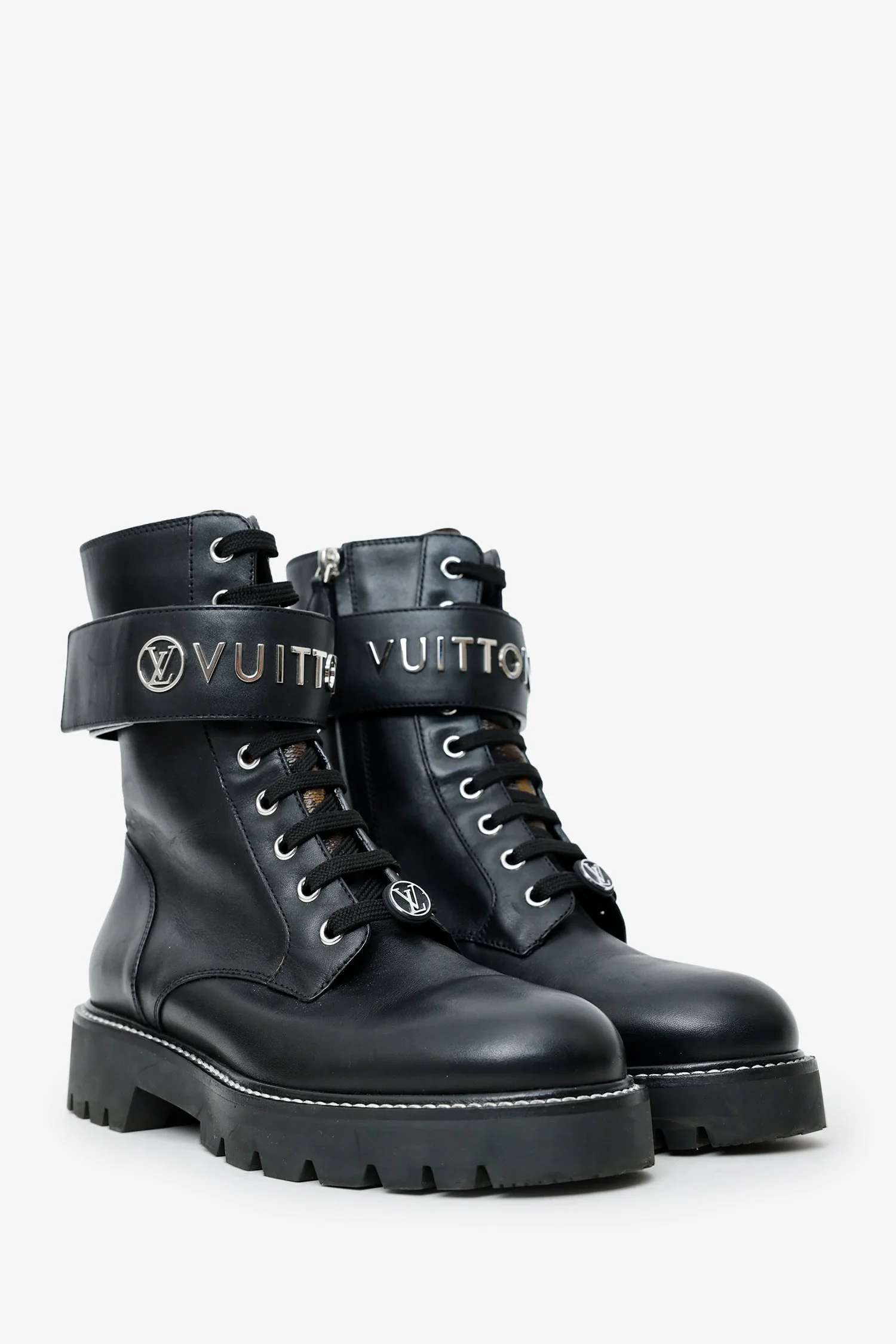 Louis Vuitton Black Leather Ranger Ankle Length Boots Size 37 - Image 2