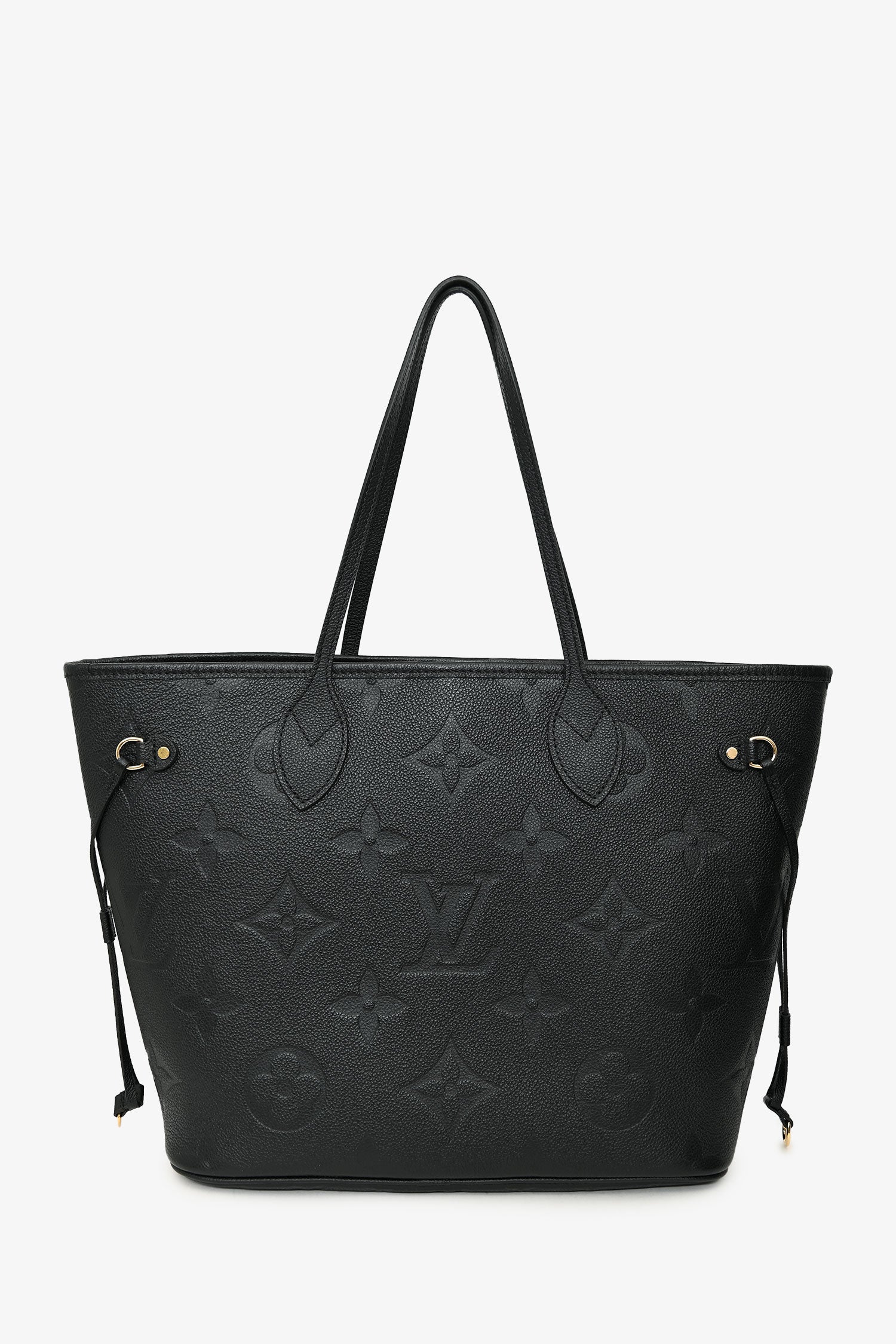 Louis Vuitton Black Monogram Empreinte Leather Neverfull MM With Pouch