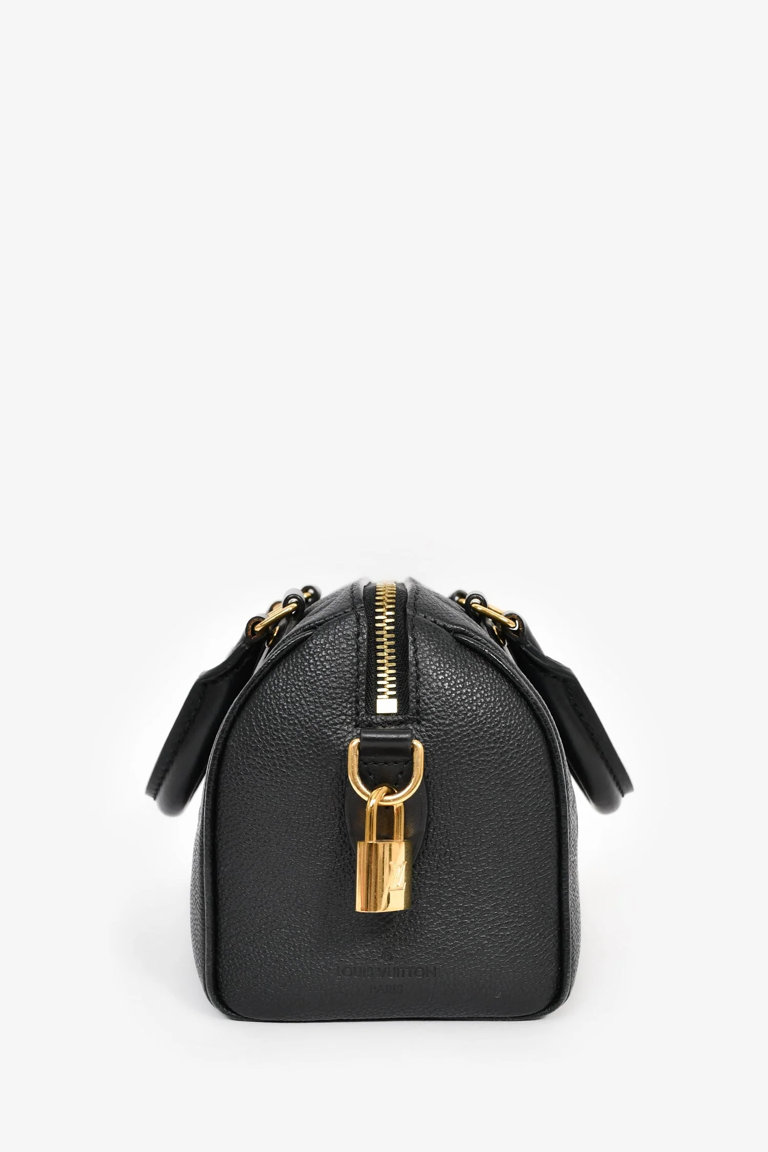Louis Vuitton Black Monogram Empreinte Leather 'Speedy Bandoulière' 20 Bag with Strap - Image 4