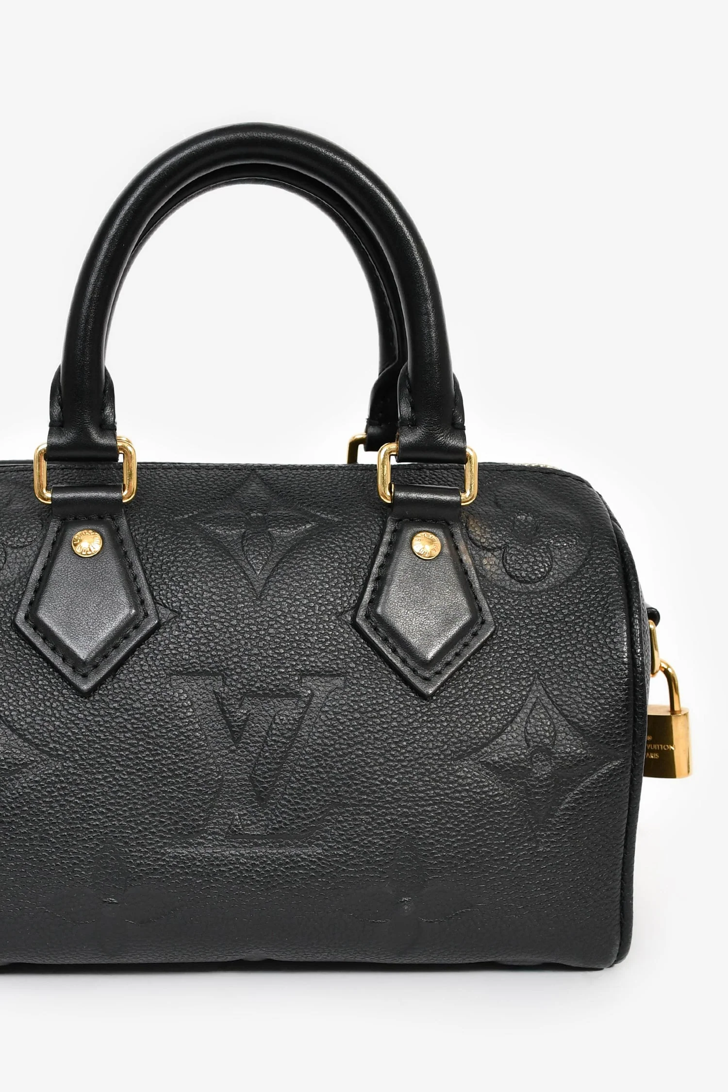 Louis Vuitton Black Monogram Empreinte Leather 'Speedy Bandoulière' 20 Bag with Strap - Image 8