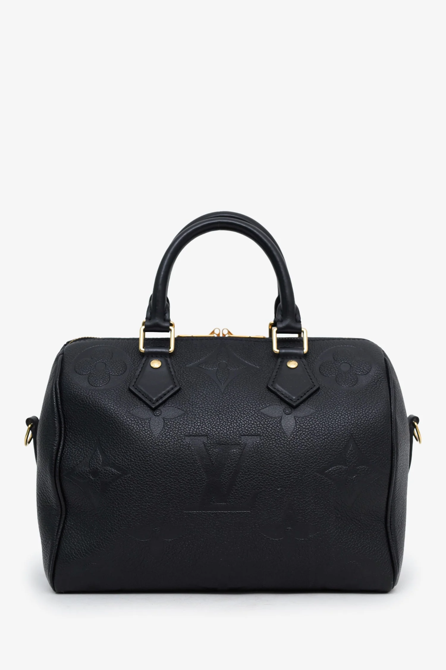 Louis Vuitton Black Monogram Giant Empreinte Leather Speedy 25 NM Bandouliere Bag With Strap - Image 2